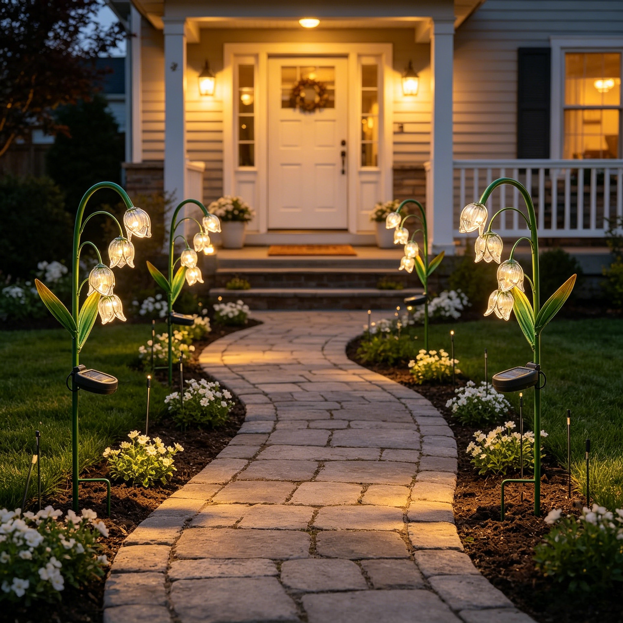 Artisanal Glass Lily of the Valley Solar Stakes
