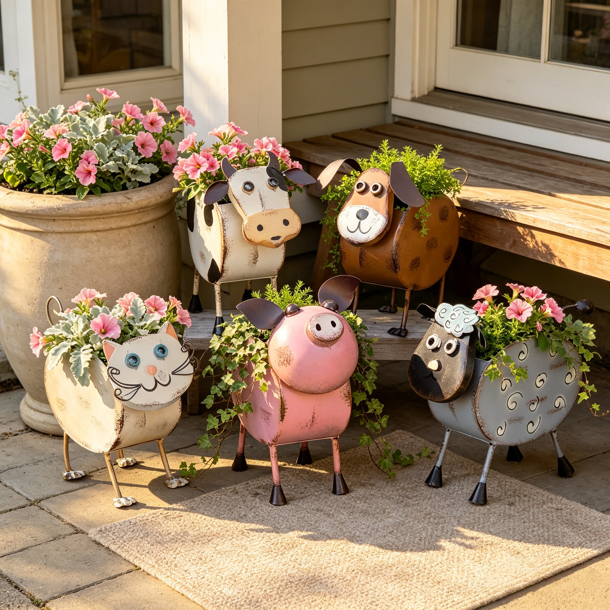 Metal Farm Animal Planters
