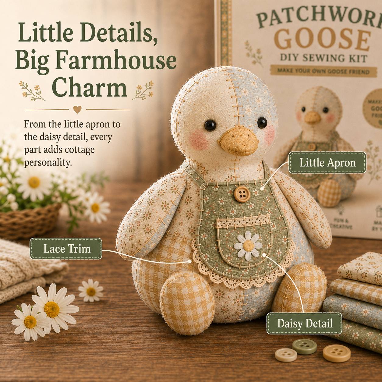 Cottage Patchwork Friends DIY Sewing Kit