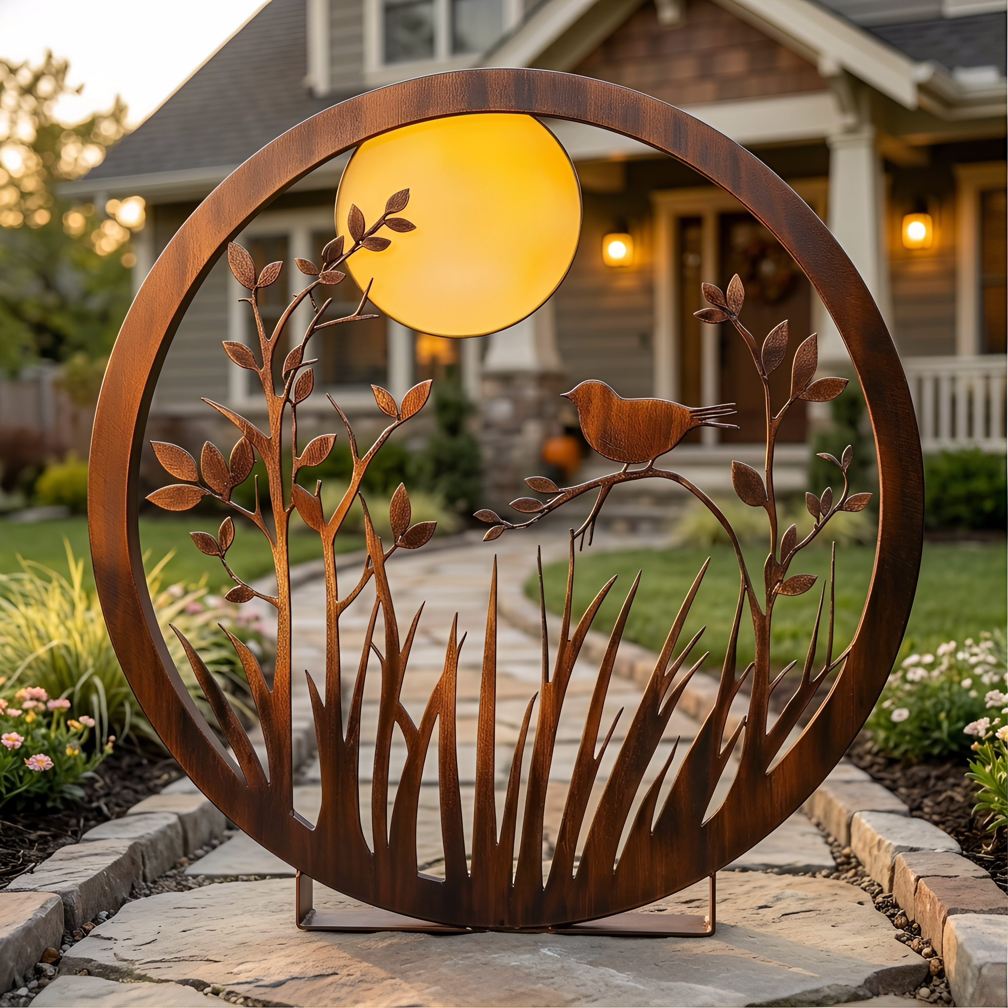 Moonlit Bird Metal Garden Sculpture