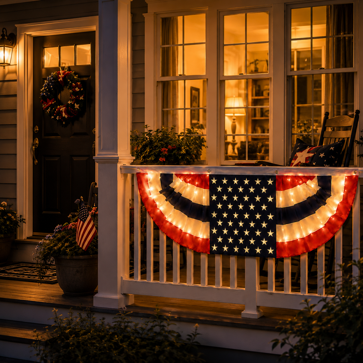 Lighted Patriotic Bunting Banner