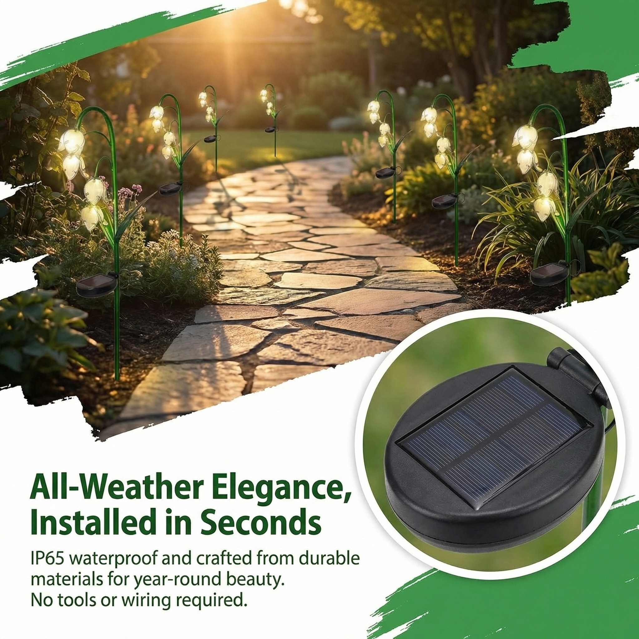 Artisanal Glass Lily of the Valley Solar Stakes