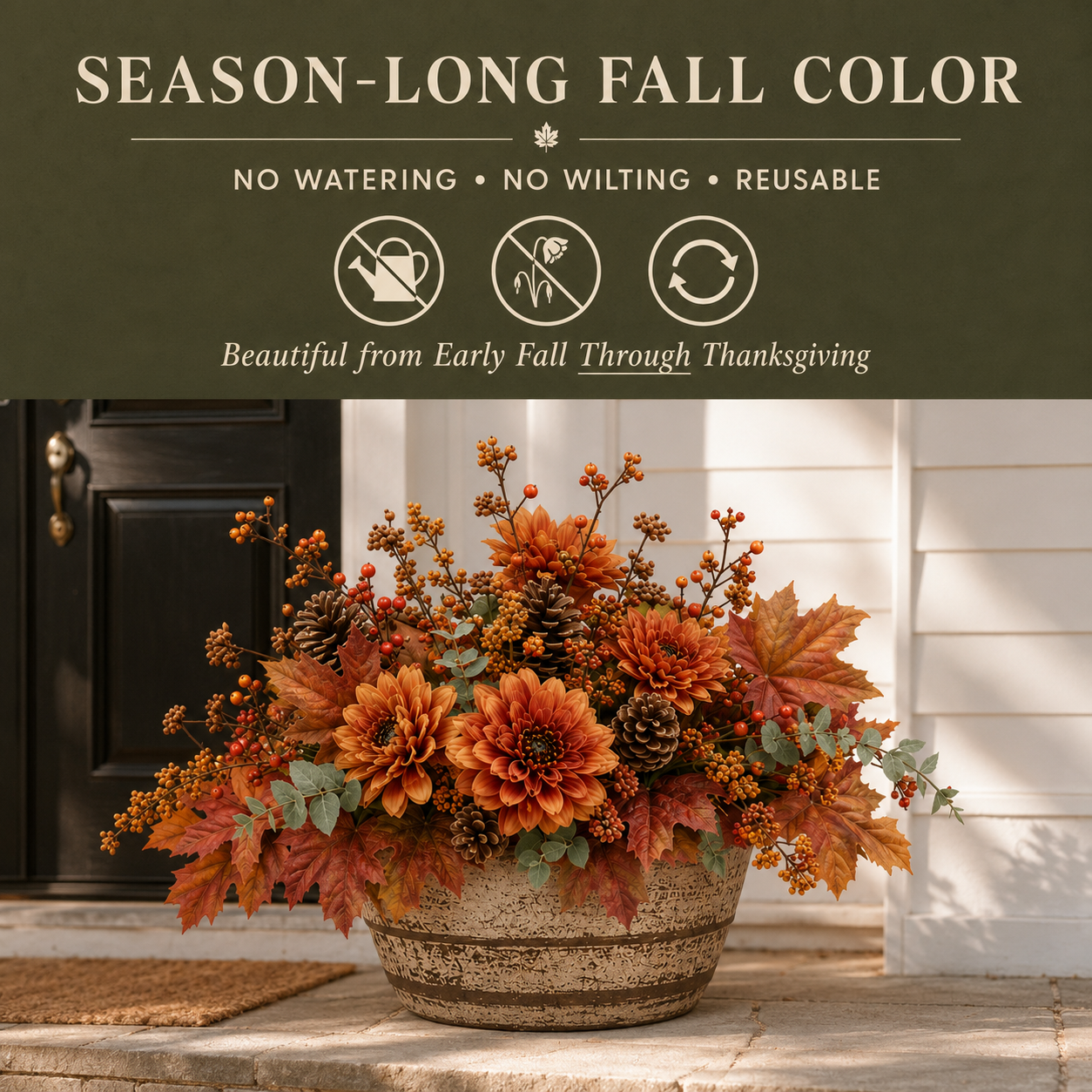 Autumn Harvest Planter Inserts – Set of 6 Realistic Fall Floral Picks