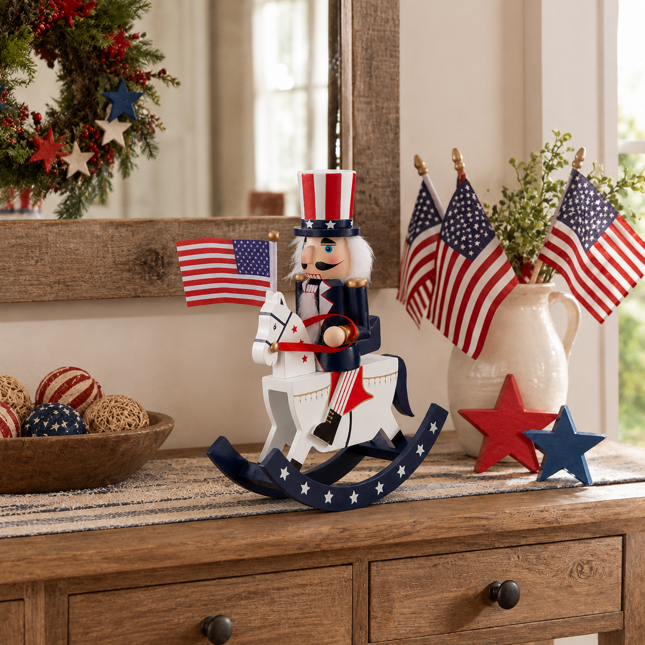 Patriotic Nutcracker Rocking Horse