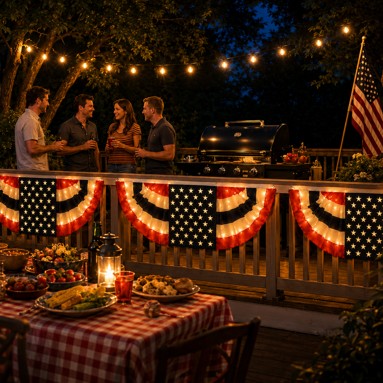 Lighted Patriotic Bunting Banner