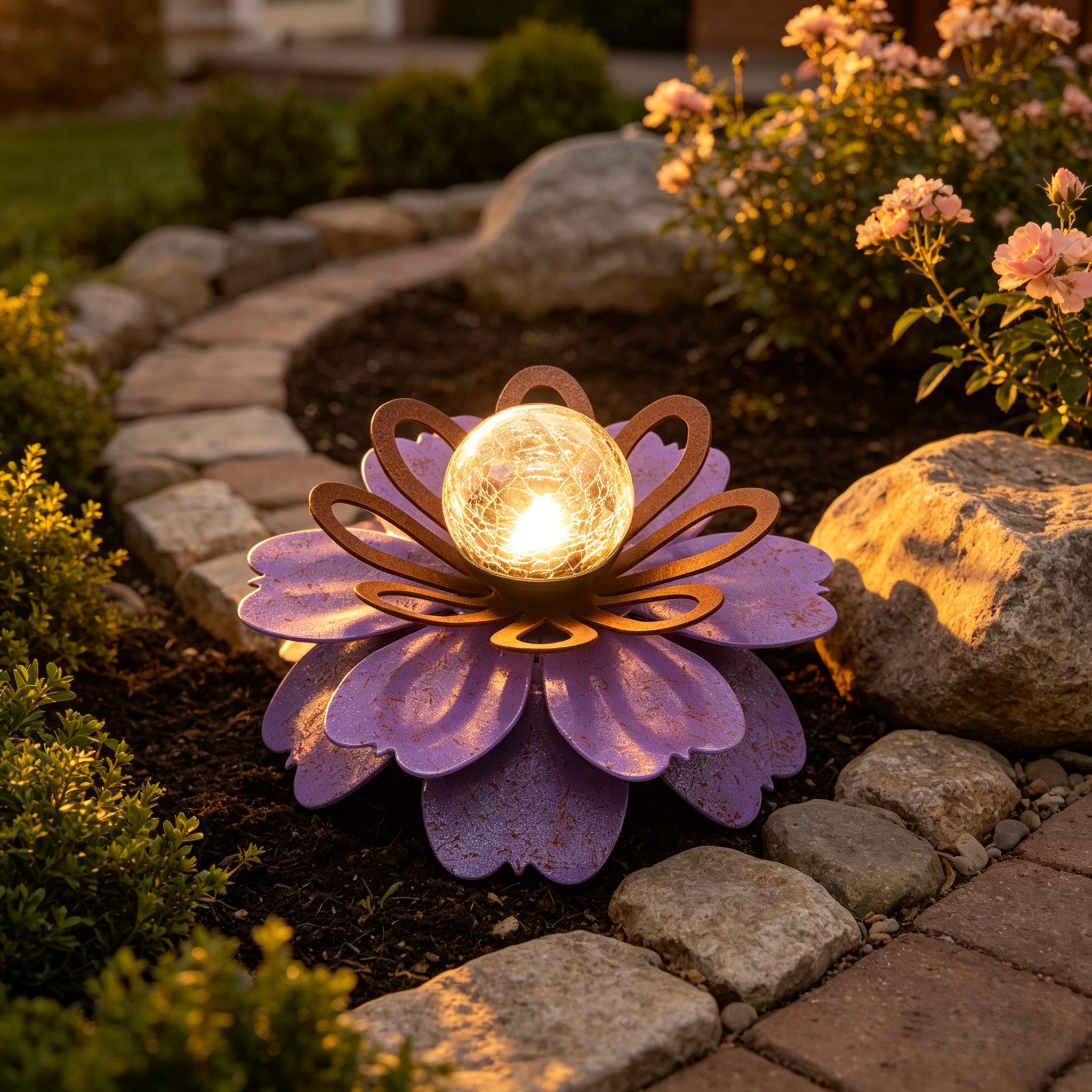 Metal Solar Flower Light