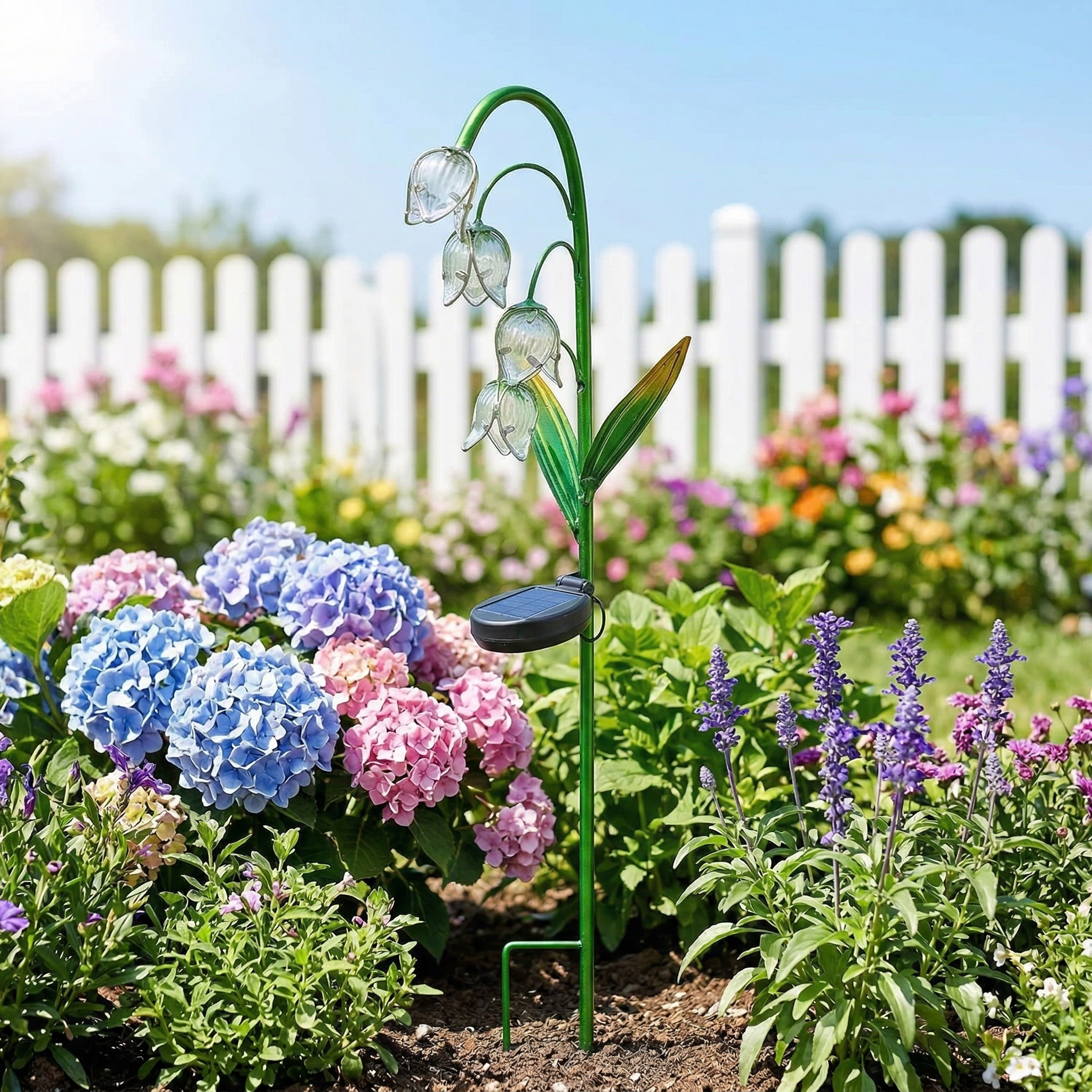 Artisanal Glass Lily of the Valley Solar Stakes