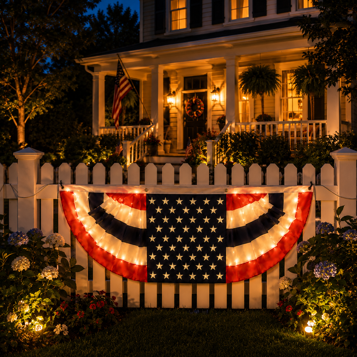 Lighted Patriotic Bunting Banner