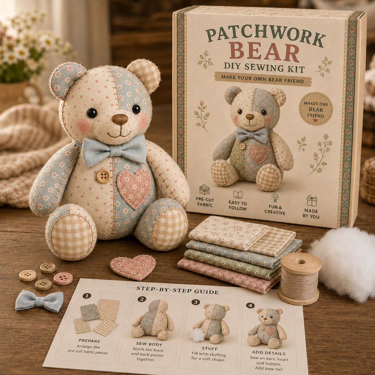 Cottage Patchwork Friends DIY Sewing Kit