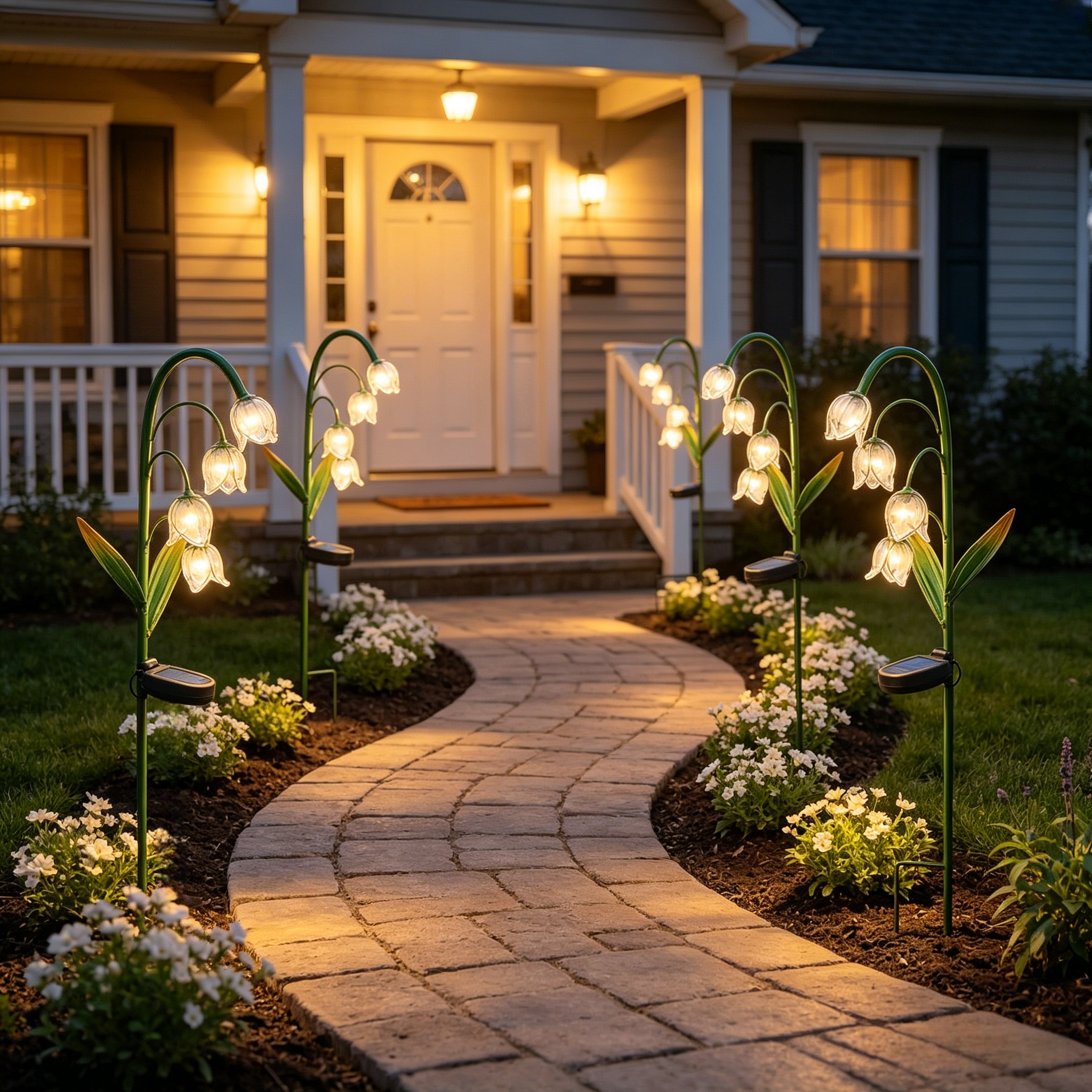 Artisanal Glass Lily of the Valley Solar Stakes