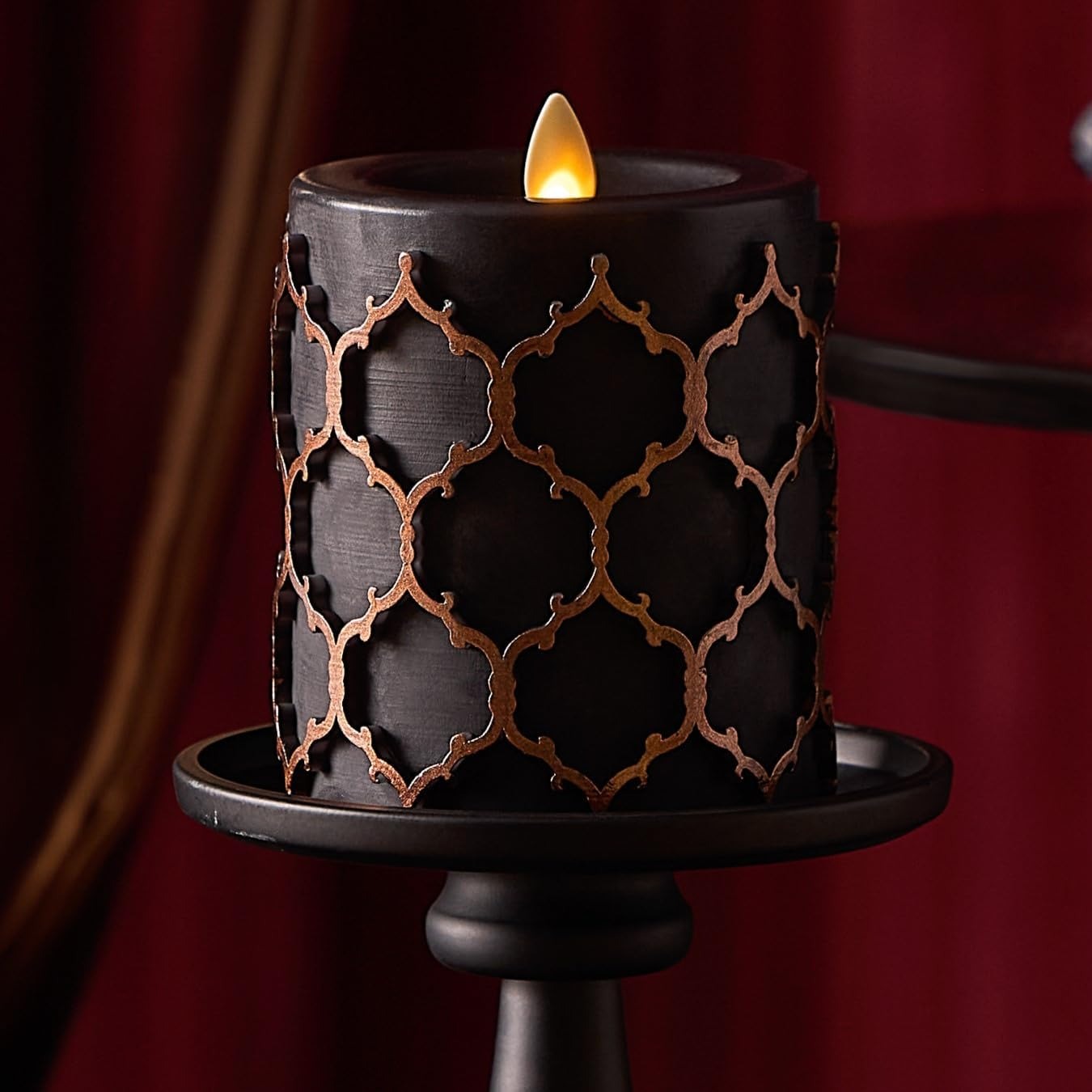 Embossed Fretwork Pillar Flameless LED Candle