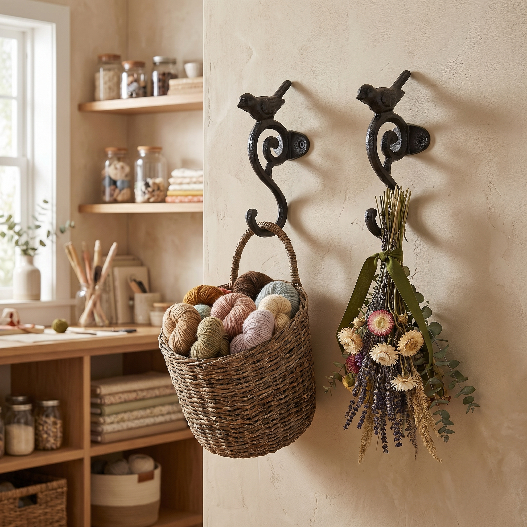 Rustic Cast Iron Bird Wall Hook Hanger