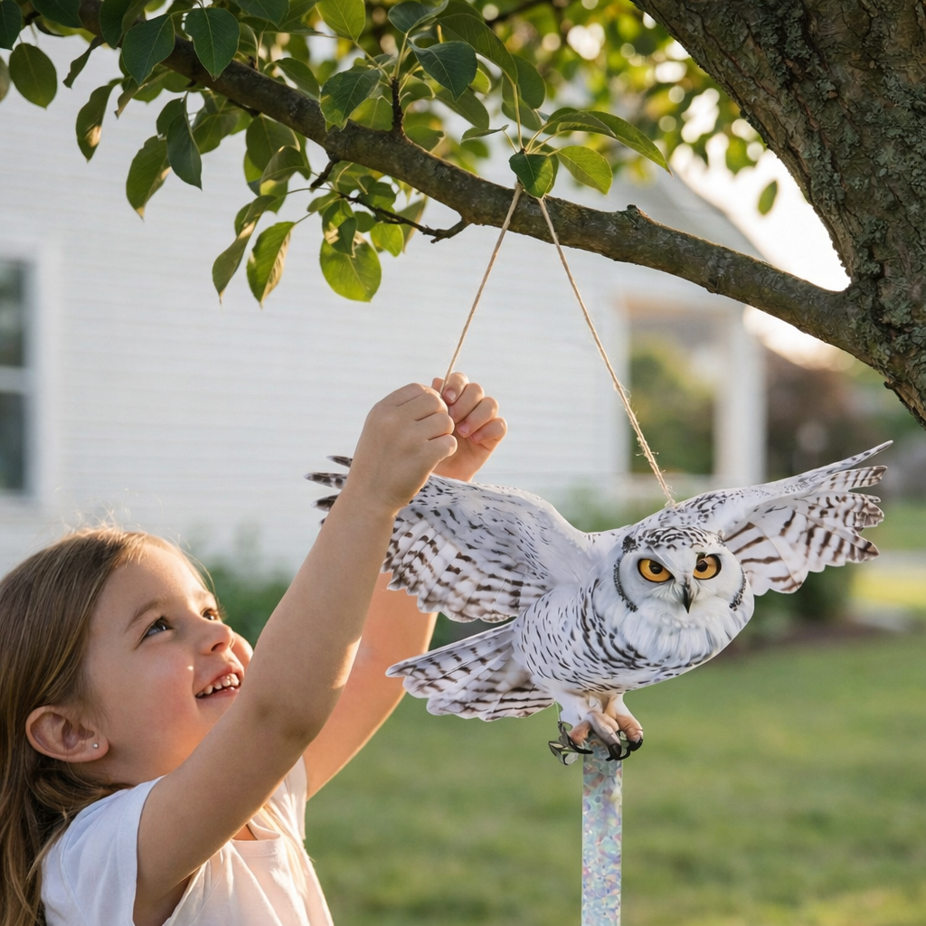 Realistic Flying Owl Garden Ornament – Outdoor Decorative Bird Scare, Hanging Wildlife Decoy