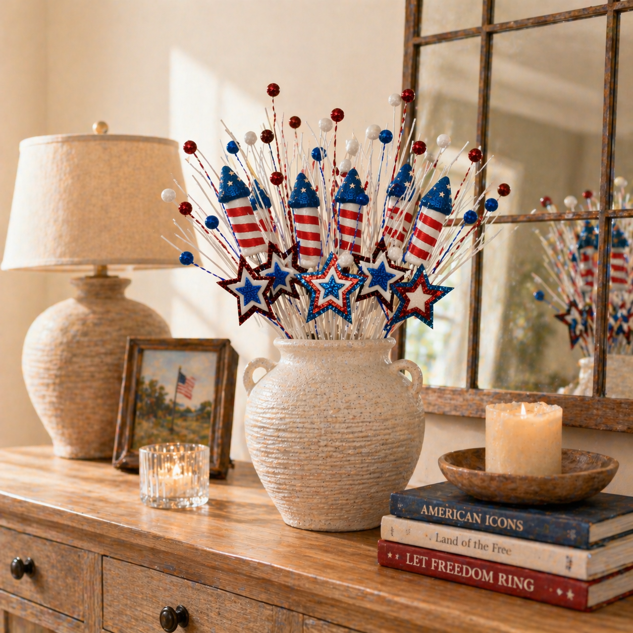 Patriotic Firework Vase Picks Decor Set