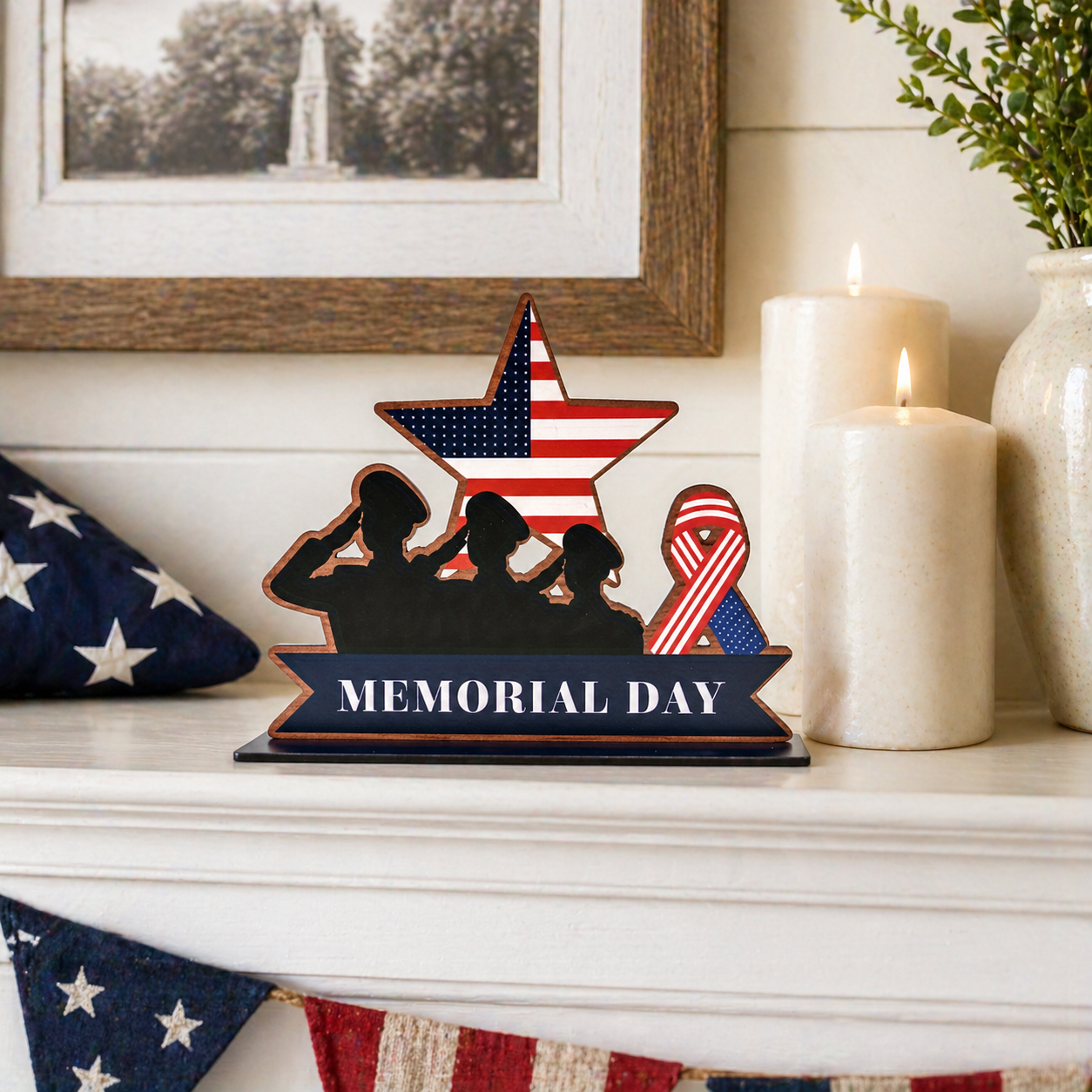 Memorial Day Patriotic MDF Tabletop Tribute Sign