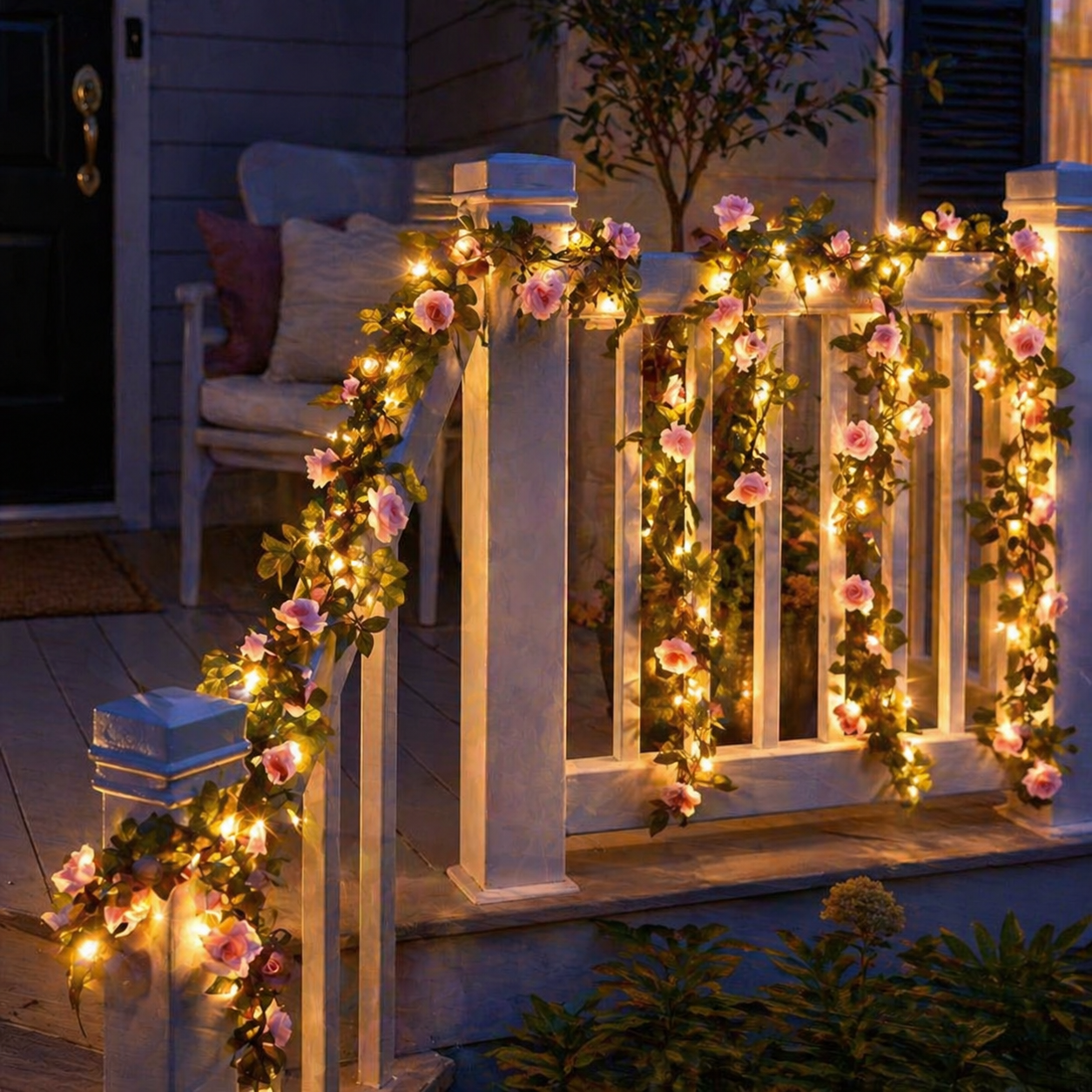 Solar LED Rose Vine Lights for Outdoor Garden Décor