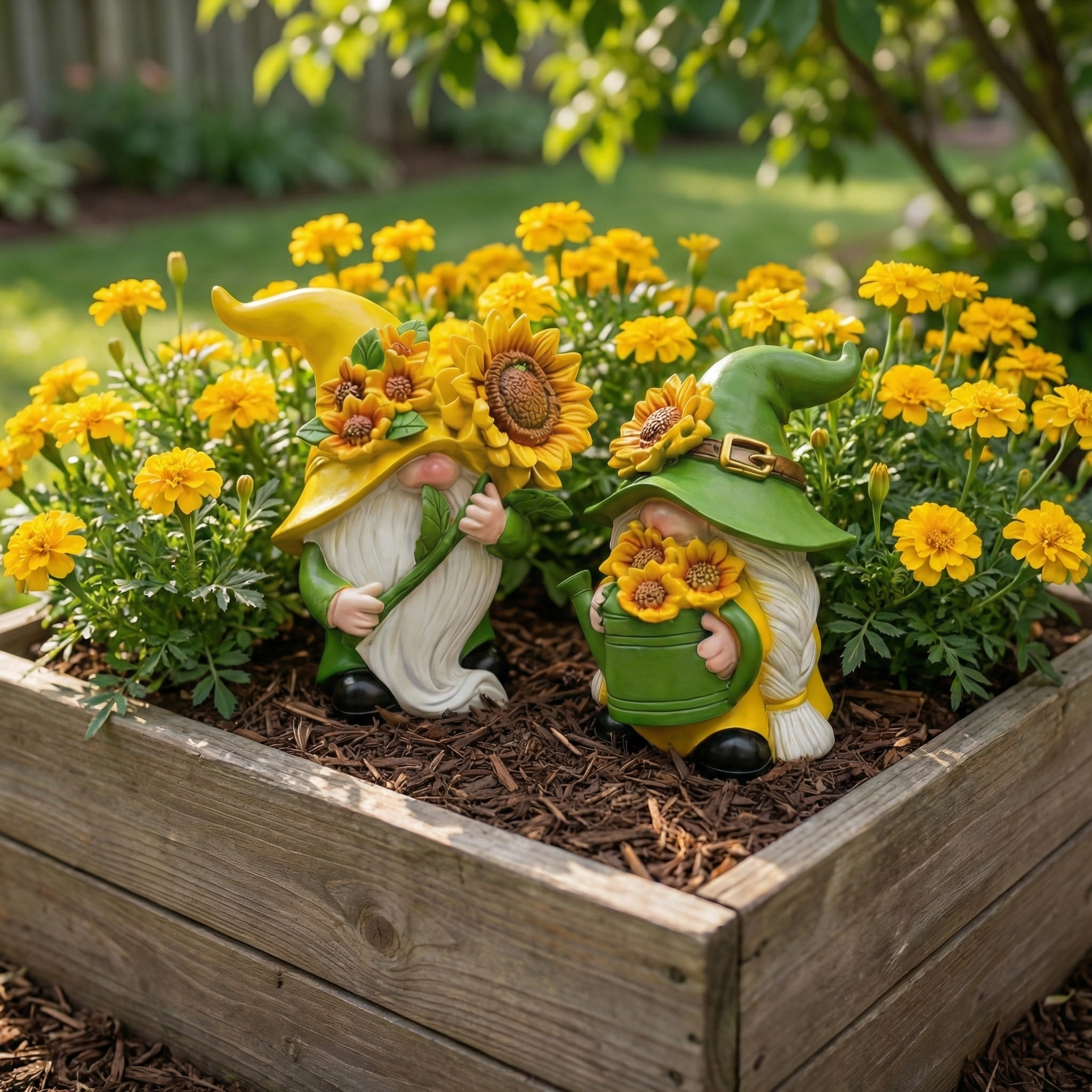 Sunflower Garden Gnomes Set of 2