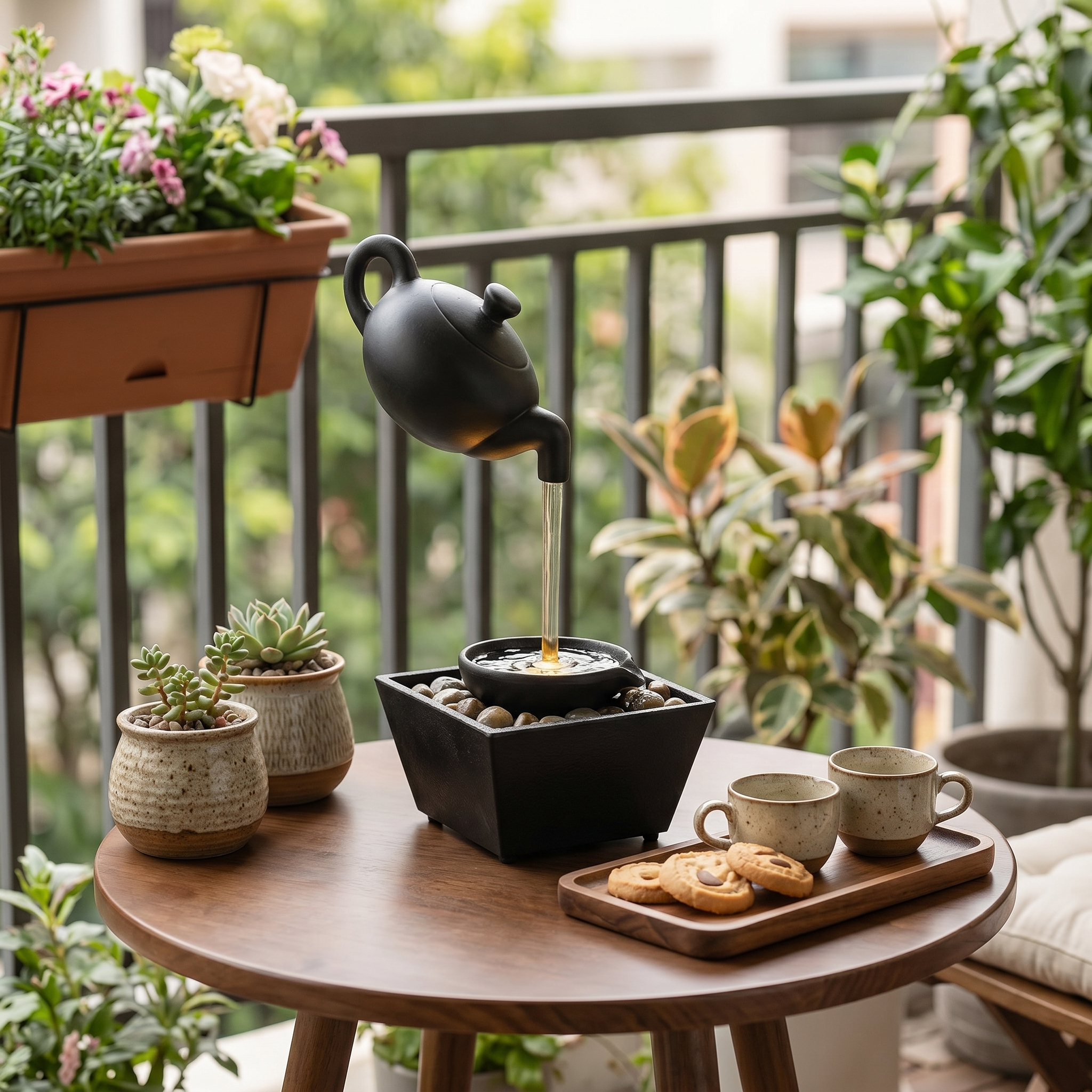 Floating Teapot Resin Tabletop Water Fountain