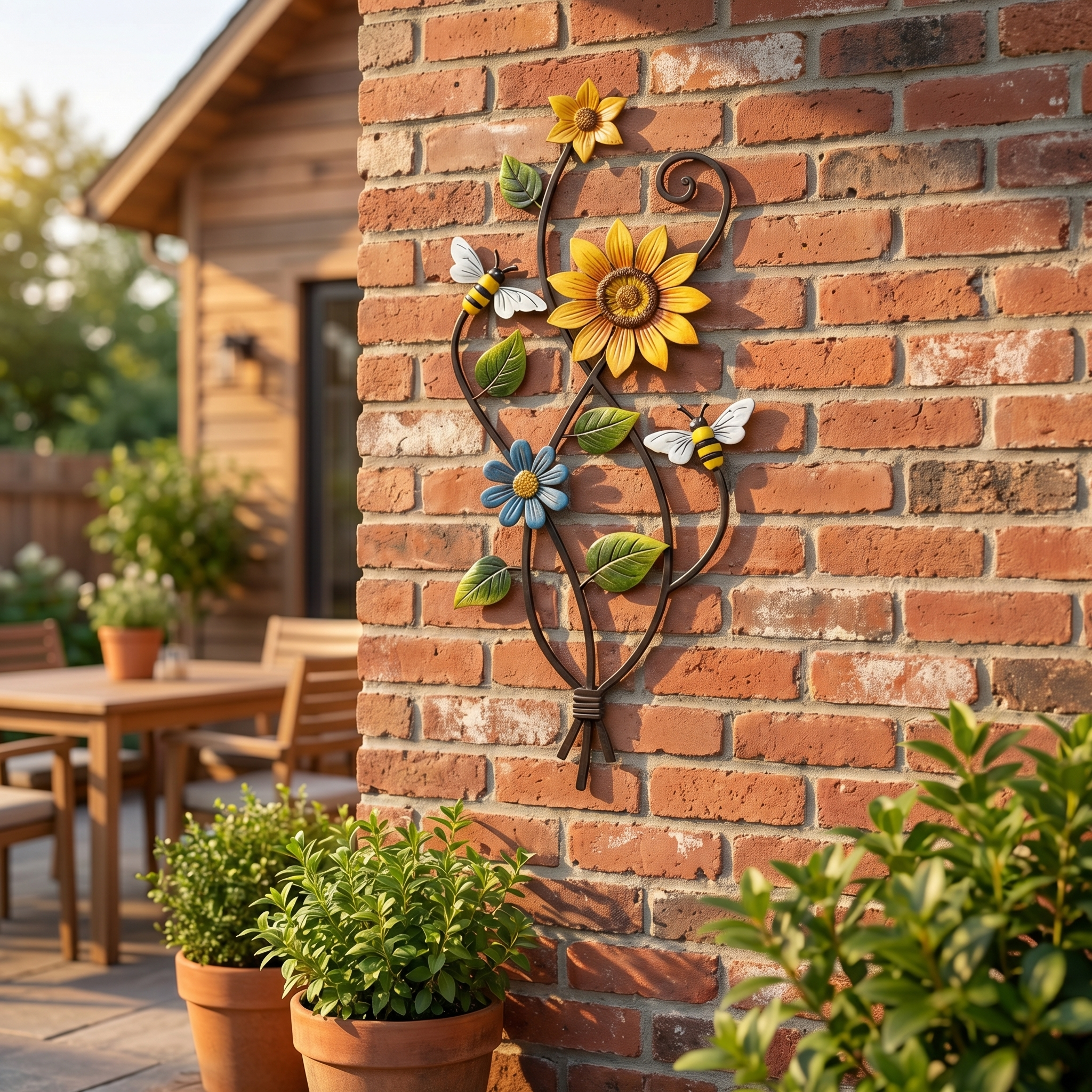 Metal Sunflower Wall Art with Bees