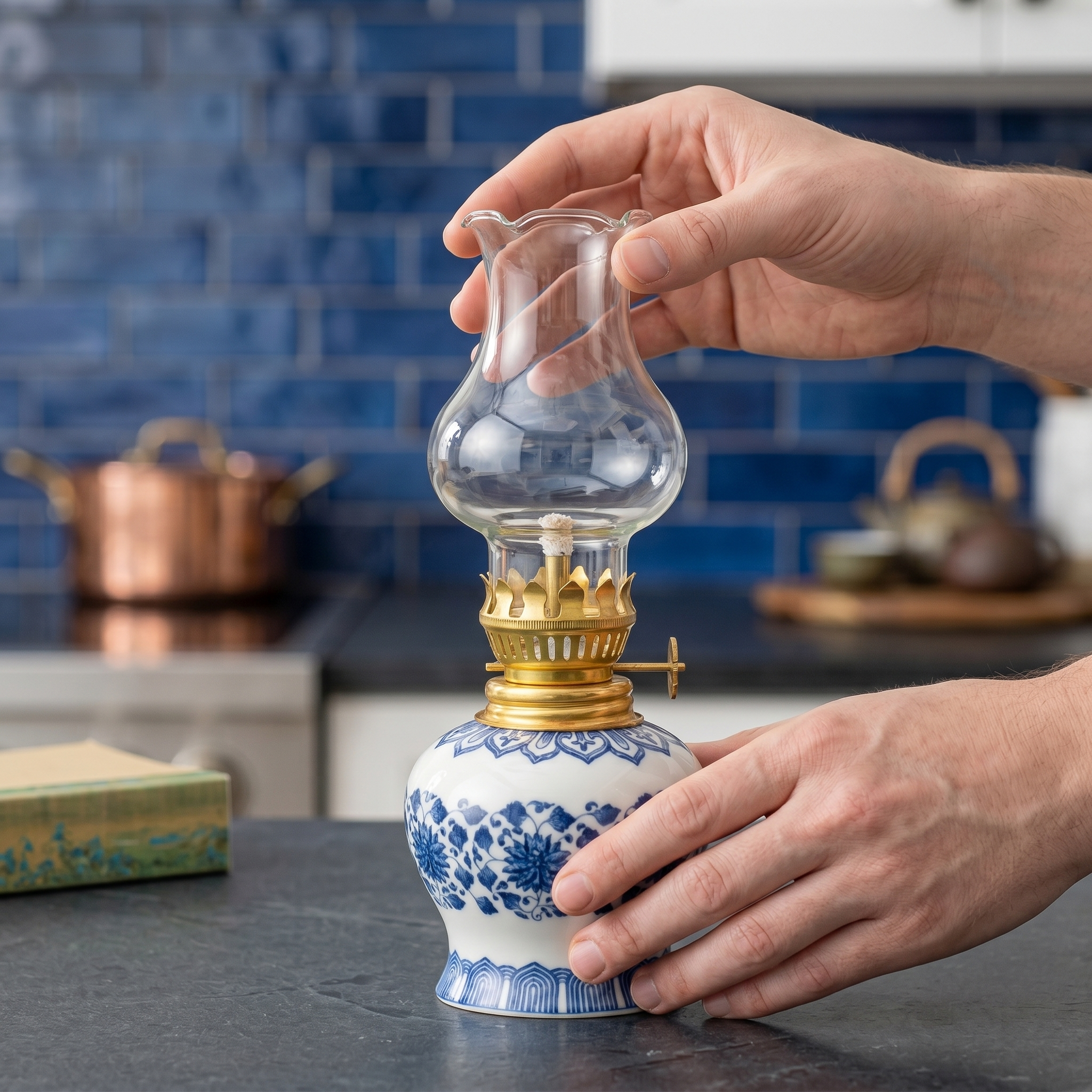 Vintage Ceramic Oil Lamp Ambient Night Light