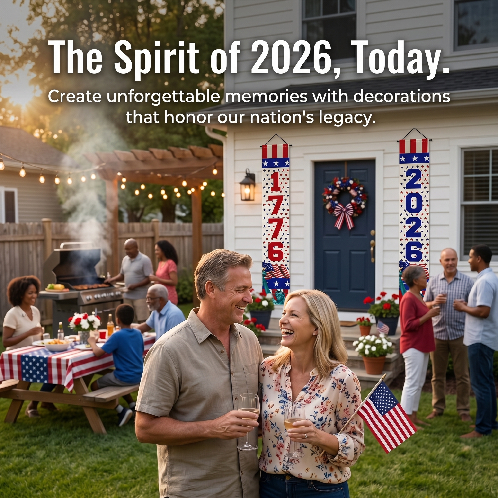 Patriotic Vertical Door Banners Set – 1776 & 2026 Decor