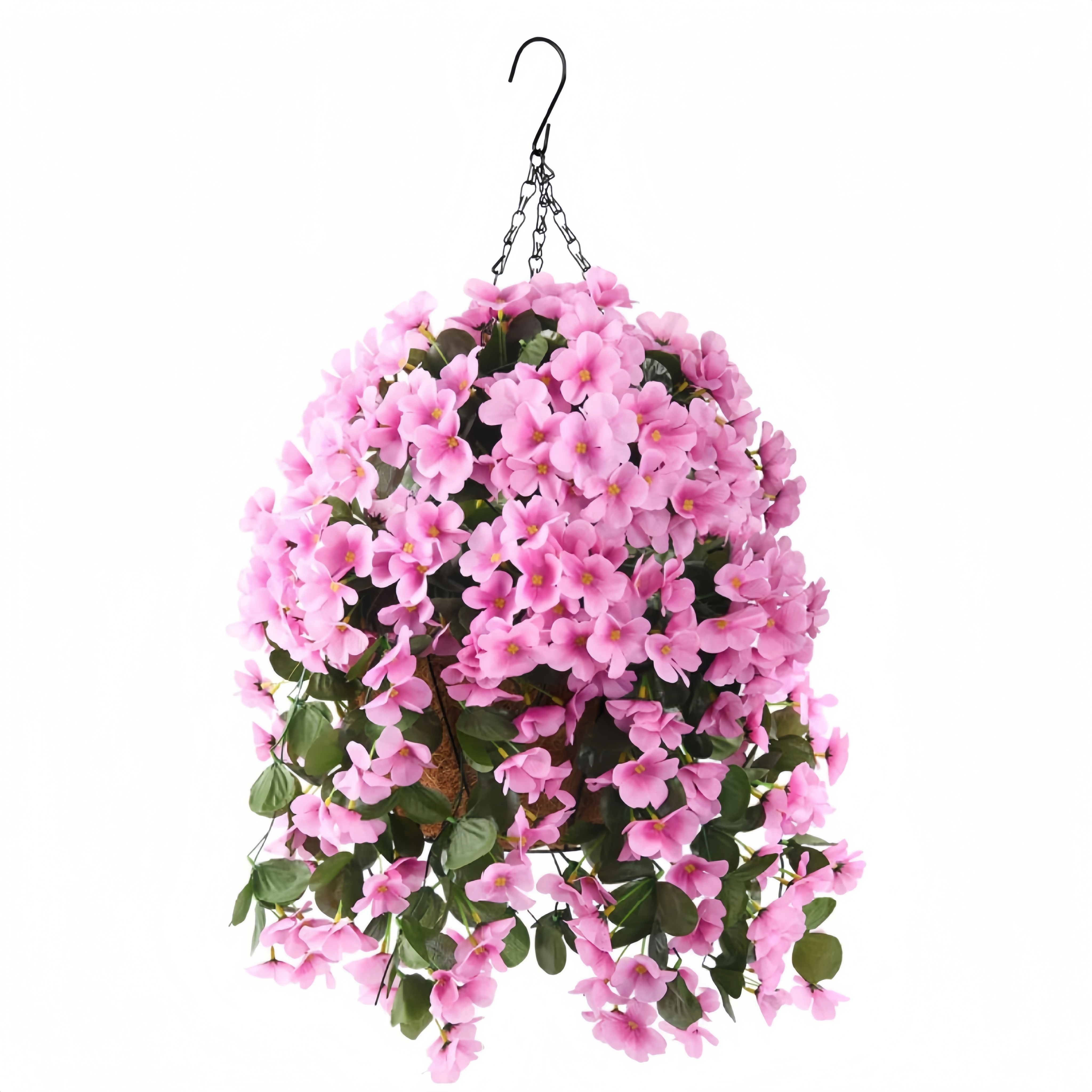 Artificial Begonia Hanging Basket for Porch & Garden (UV-Resistant)