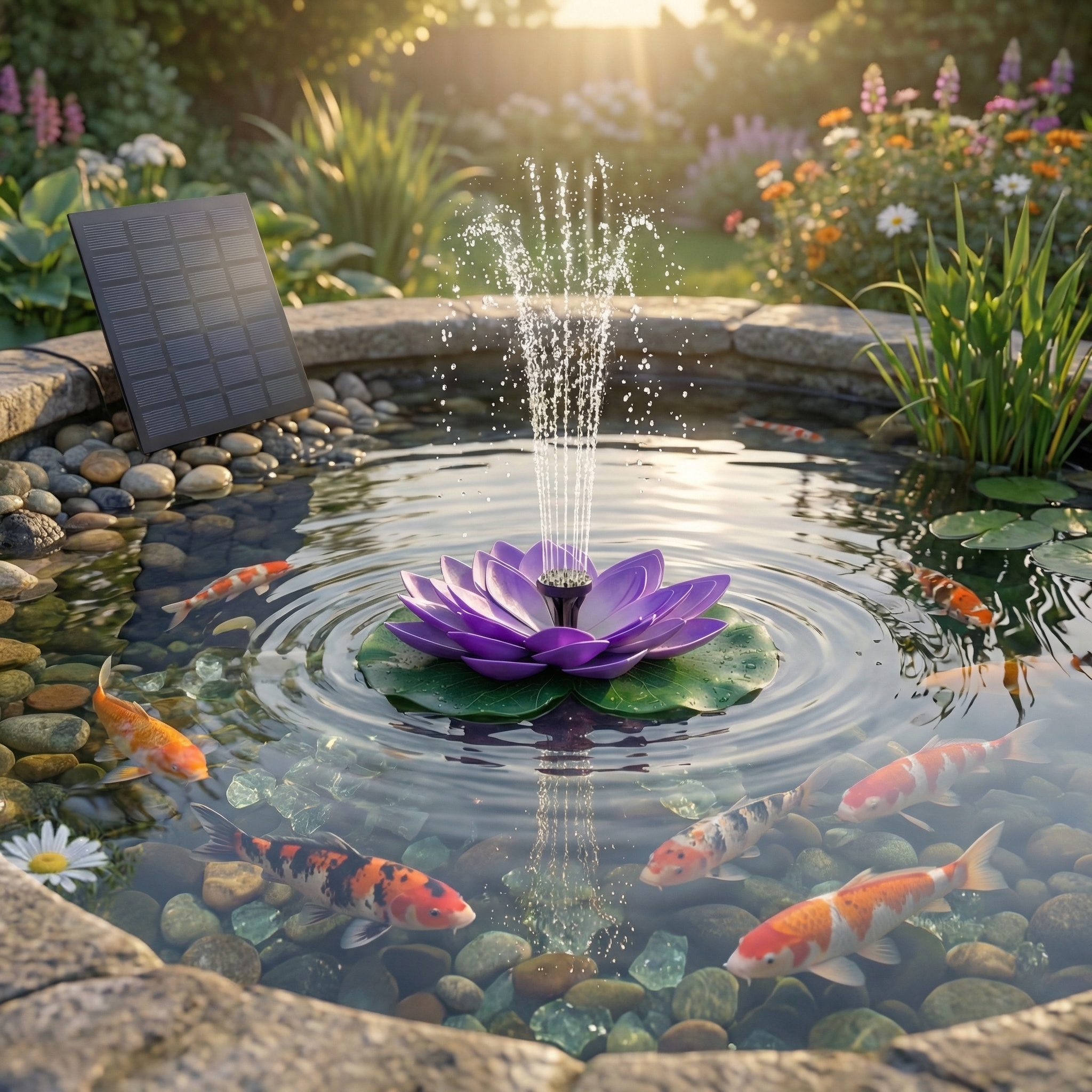 Solar Lotus Bird Bath Fountain