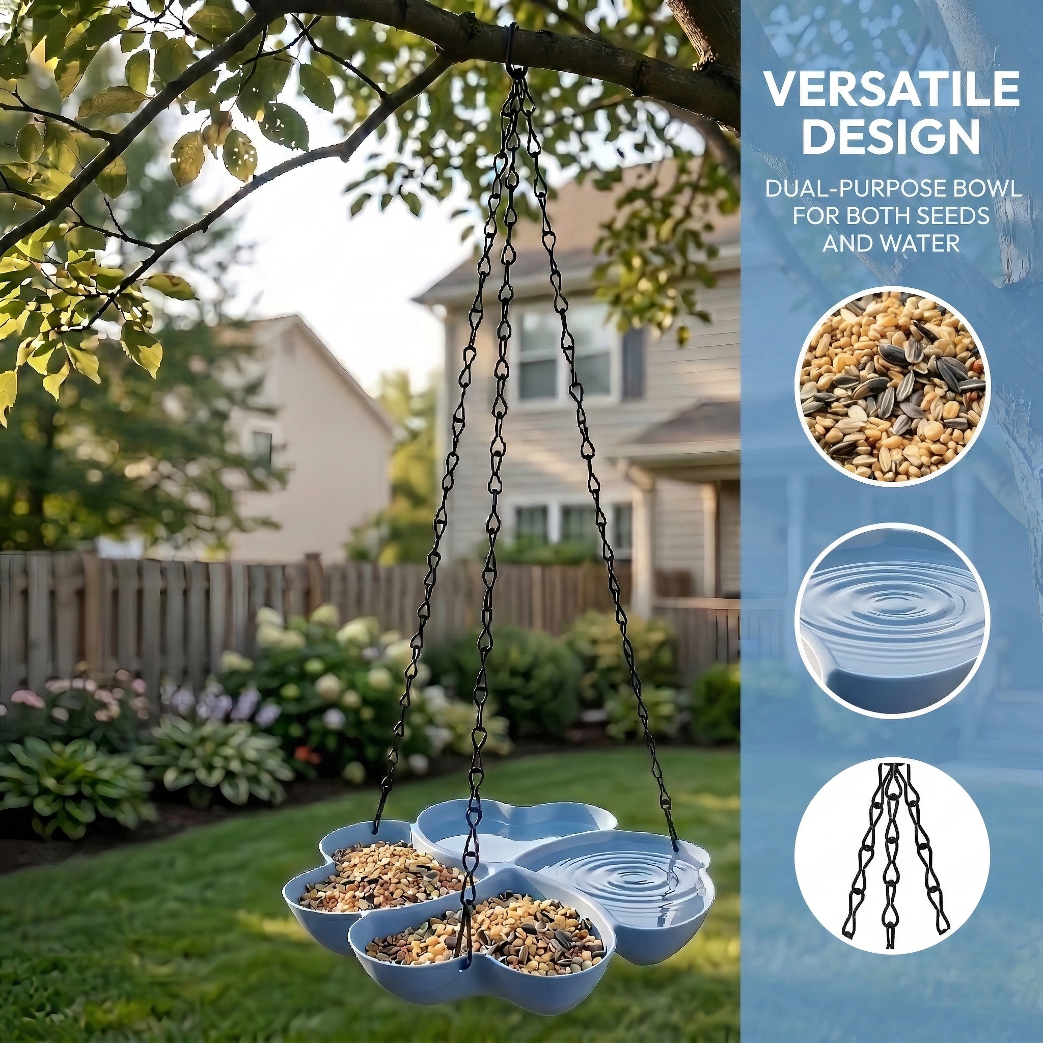 All-in-One Hanging Bird Feeder Tray