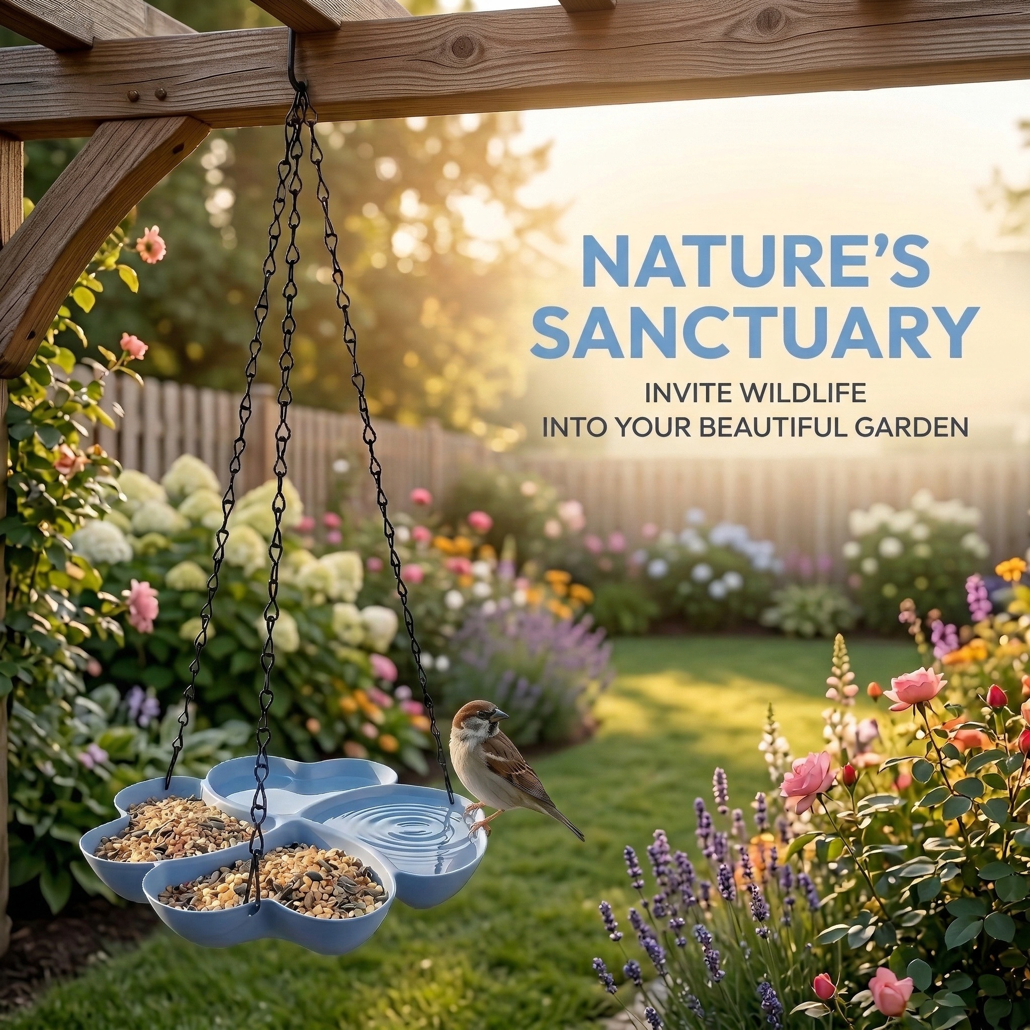 All-in-One Hanging Bird Feeder Tray