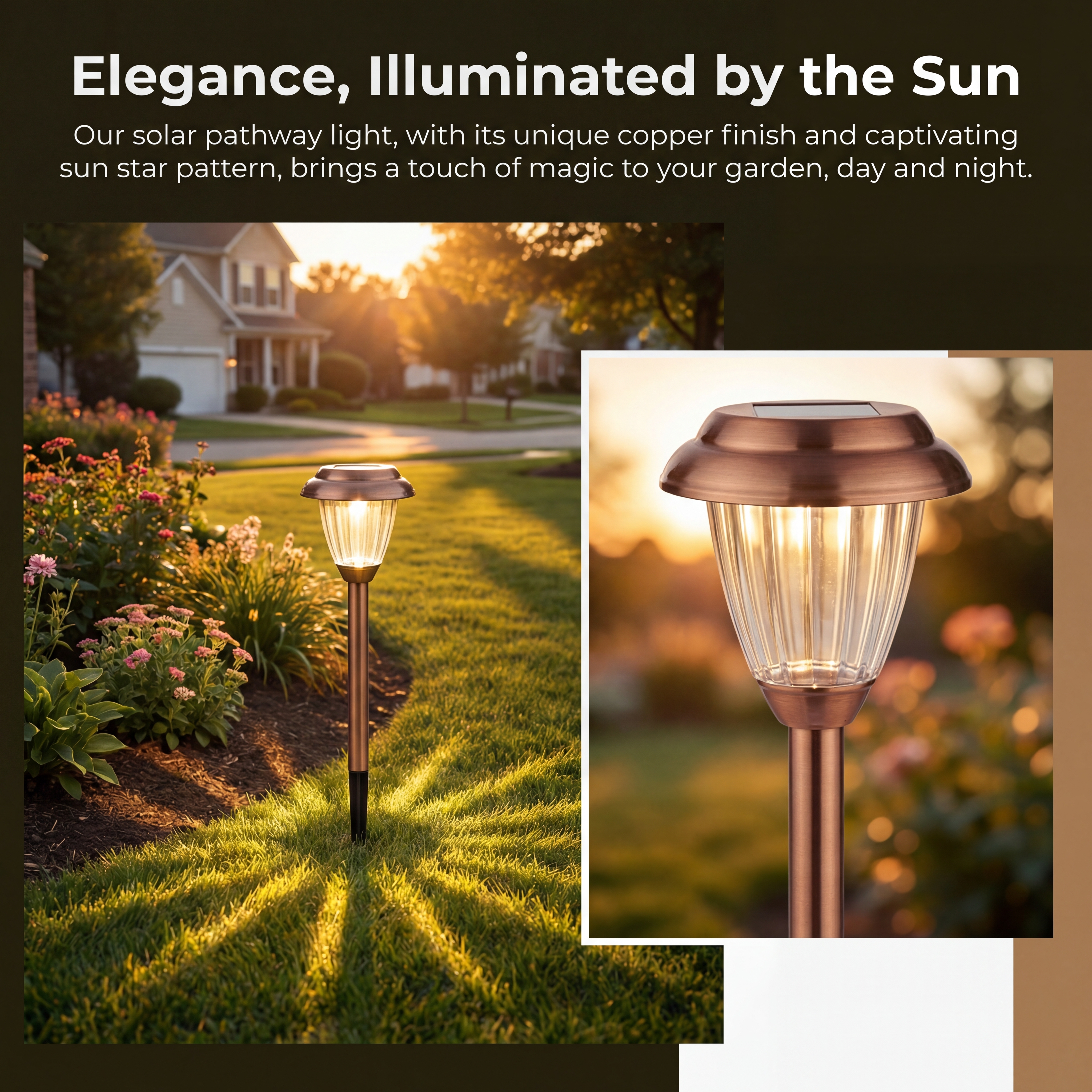 Solar Pathway Lights with Warm Sun Star Glow