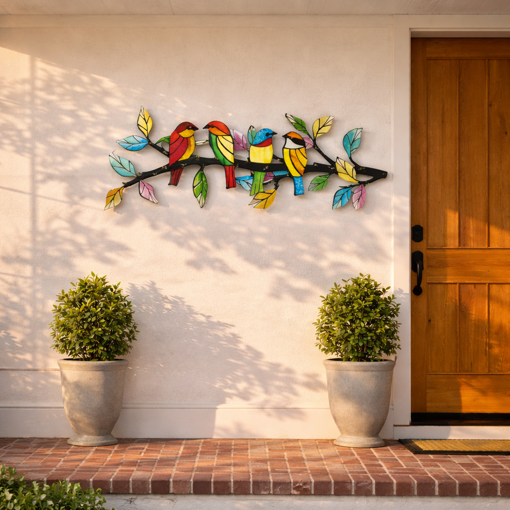 Lndoor And Outdoor Colorful Metal Bird Wall Decorations