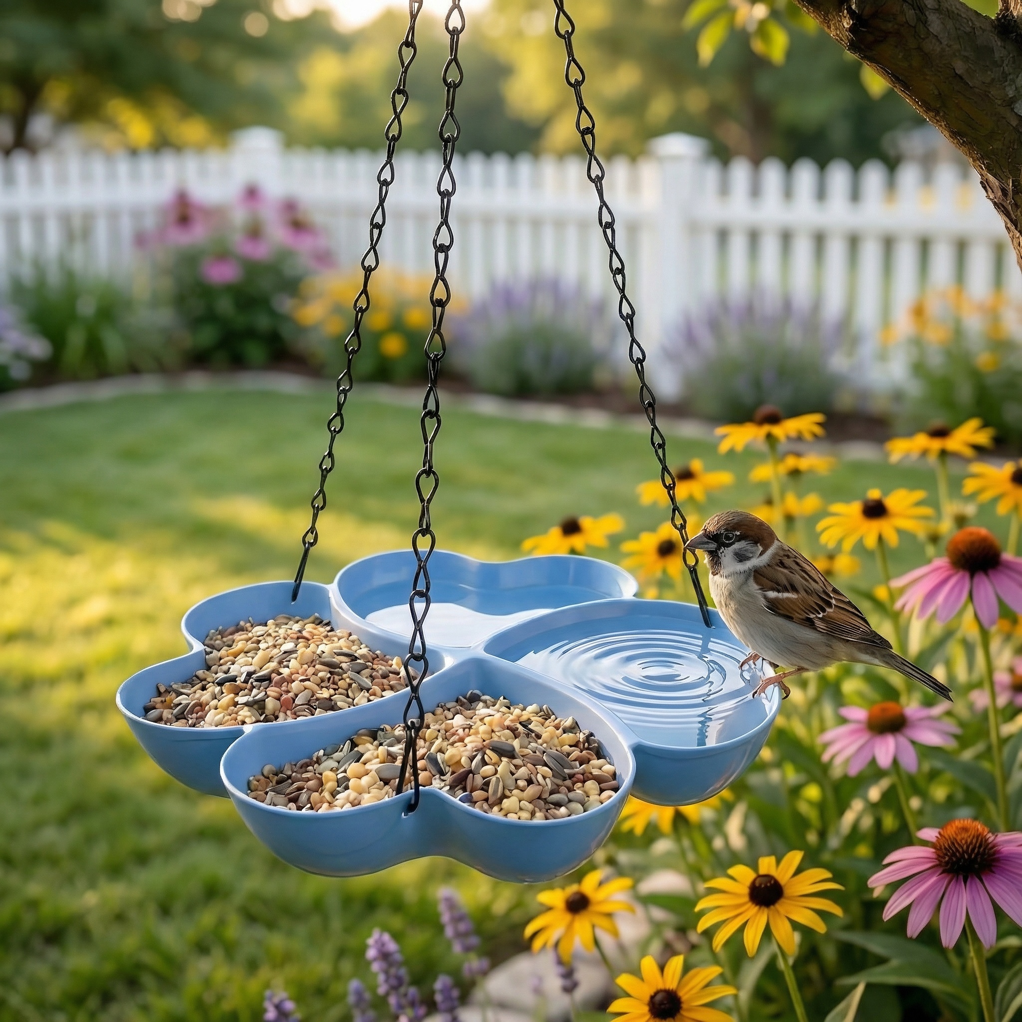All-in-One Hanging Bird Feeder Tray