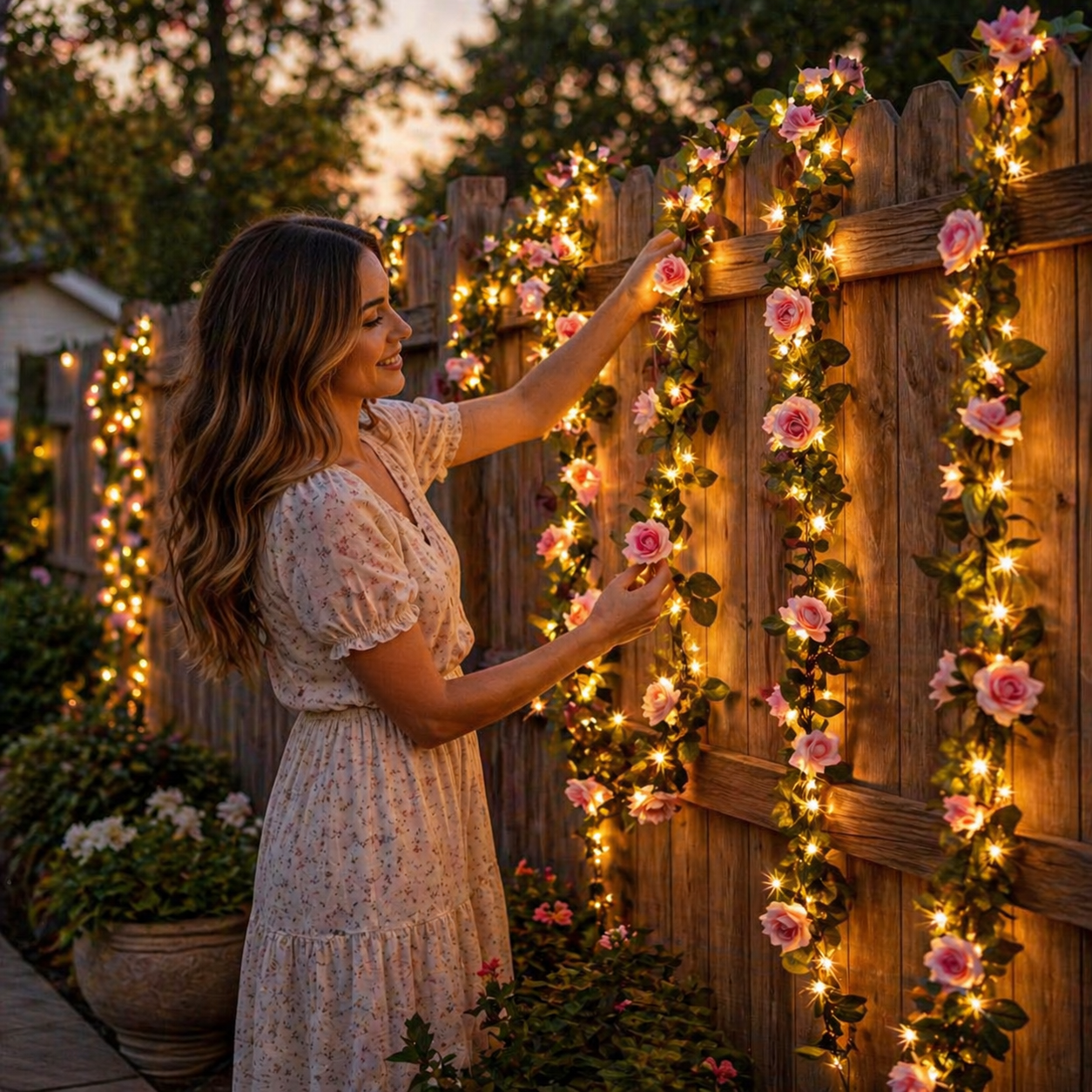 Solar LED Rose Vine Lights for Outdoor Garden Décor