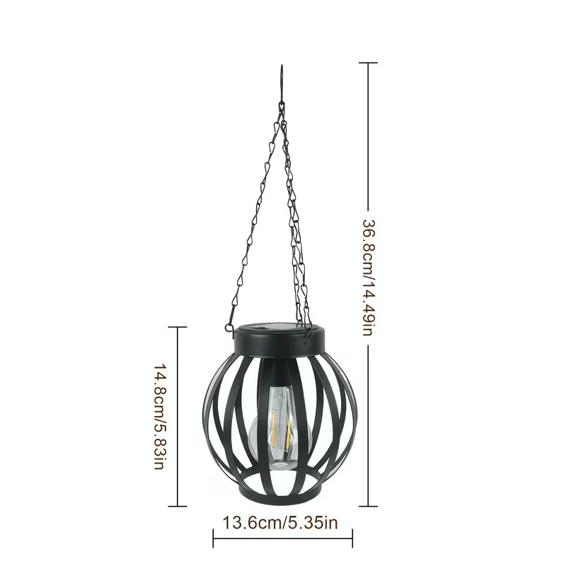 Solar Iron Lantern – Vintage Outdoor Hanging Light for Garden & Patio