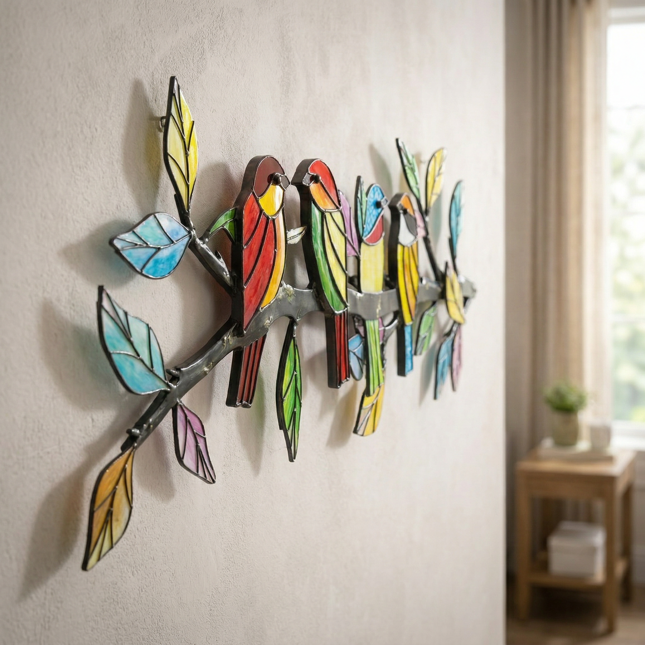 Lndoor And Outdoor Colorful Metal Bird Wall Decorations