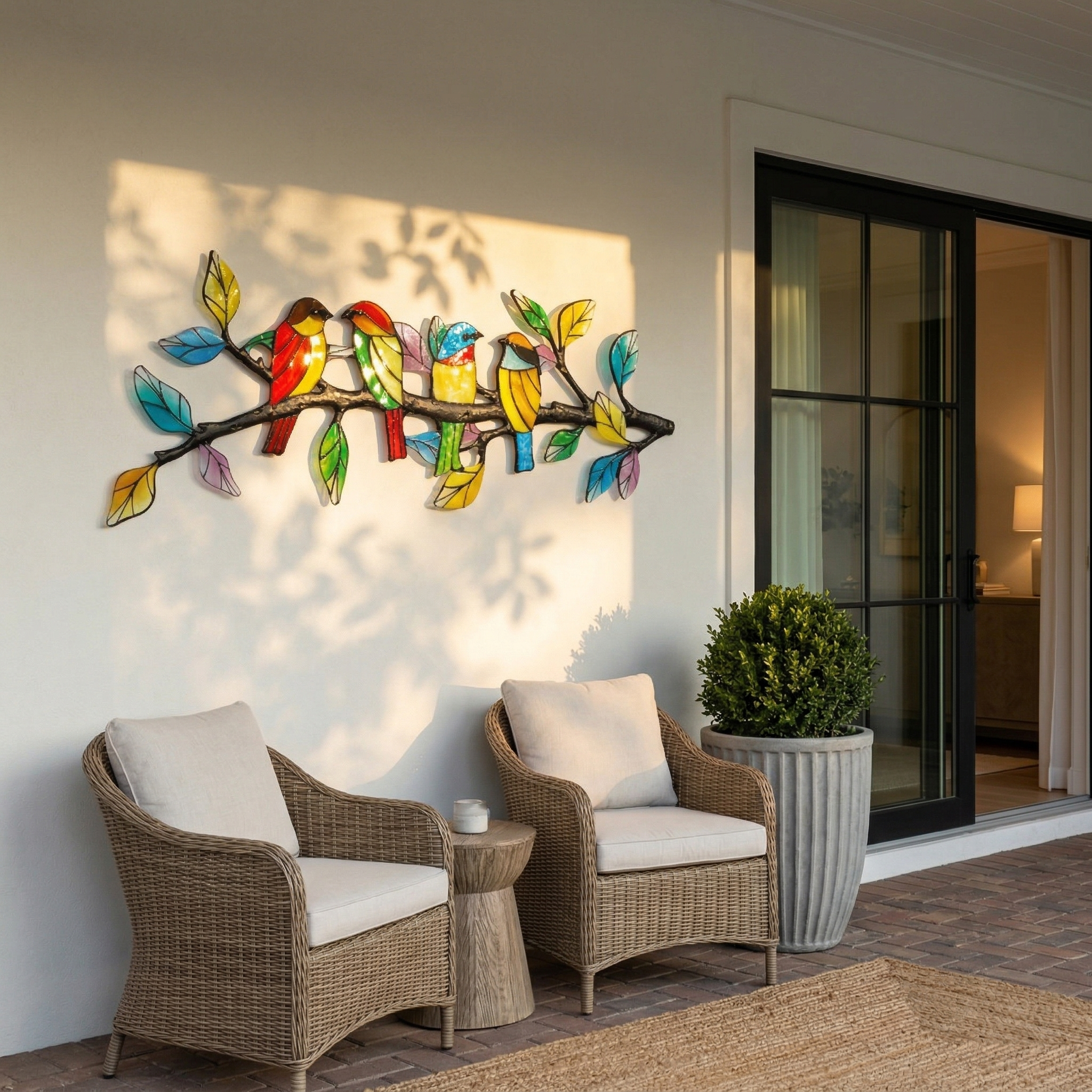 Lndoor And Outdoor Colorful Metal Bird Wall Decorations