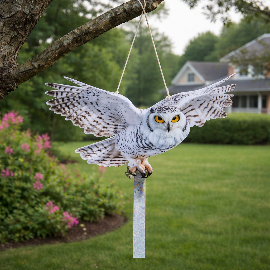 Realistic Flying Owl Garden Ornament – Outdoor Decorative Bird Scare, Hanging Wildlife Decoy