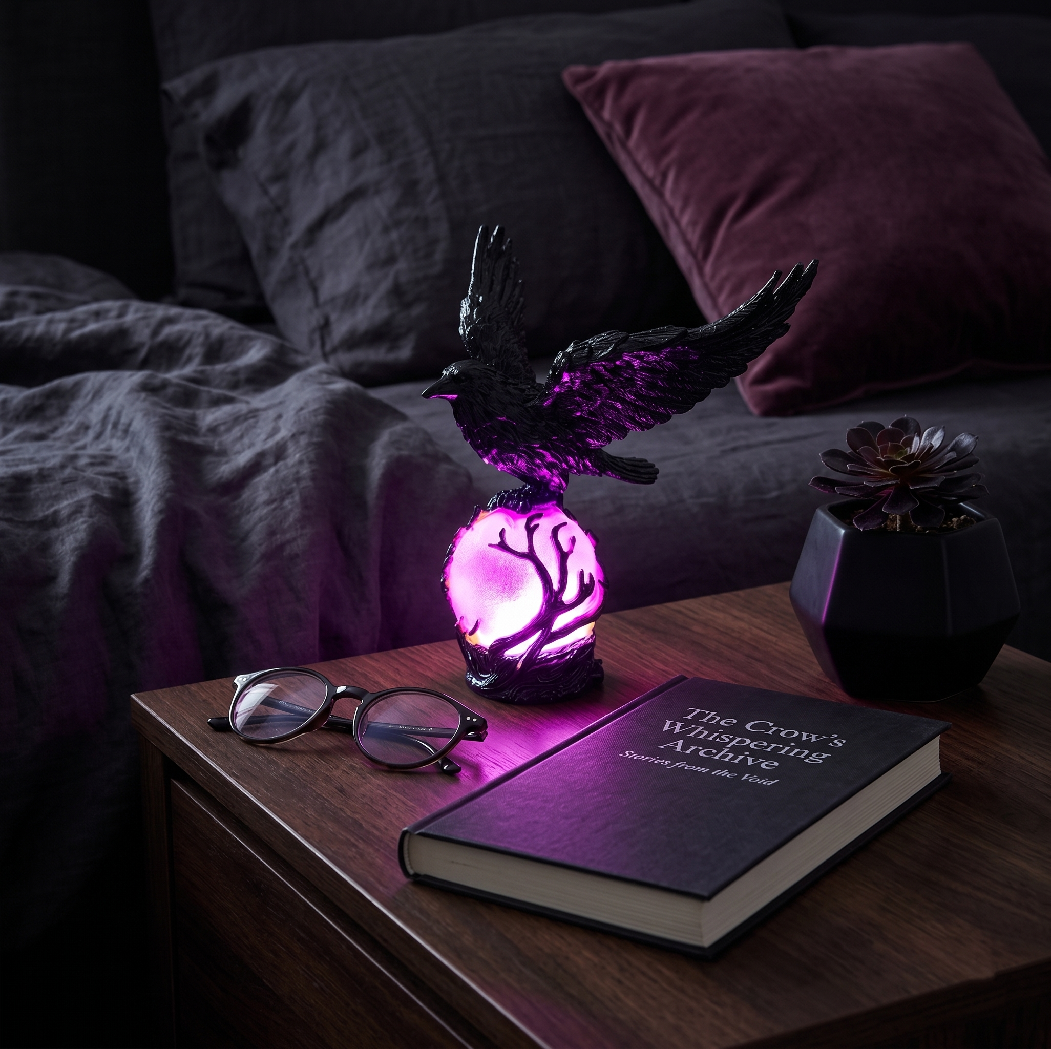 Gothic Raven Ambient Resin Night Light