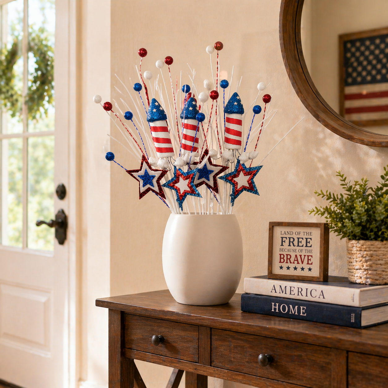 Patriotic Firework Vase Picks Decor Set