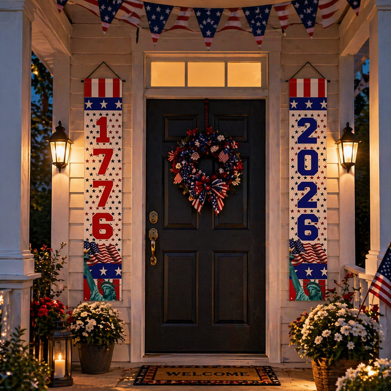 Patriotic Vertical Door Banners Set – 1776 & 2026 Decor