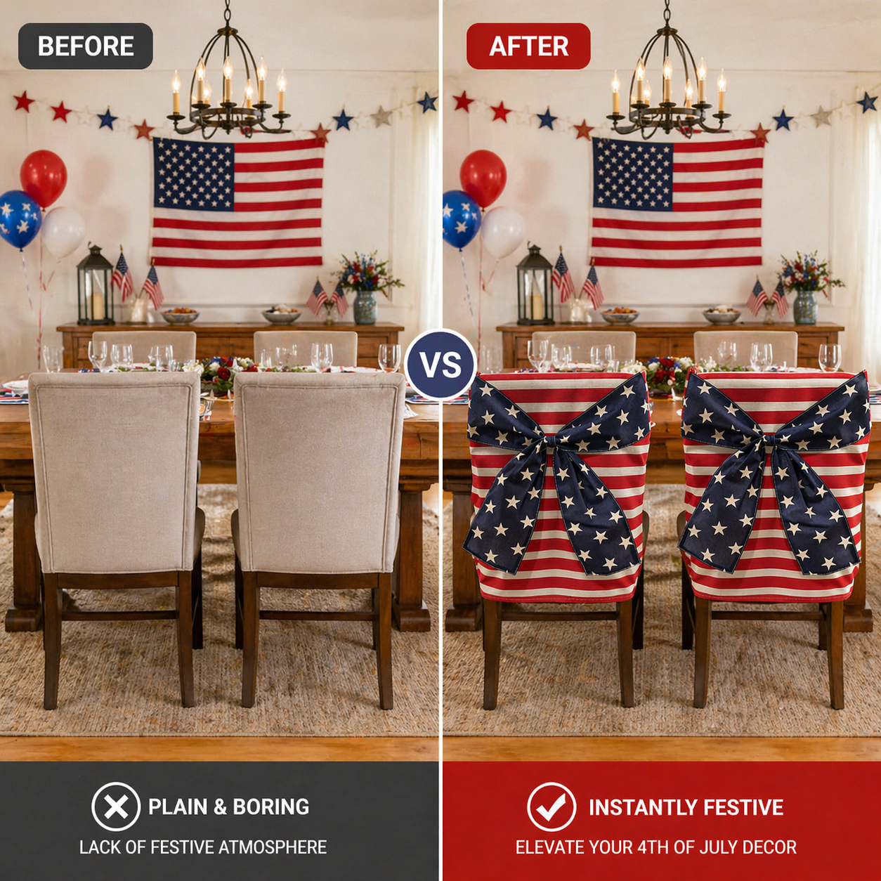 Stars & Stripes Patriotic Chair Cover