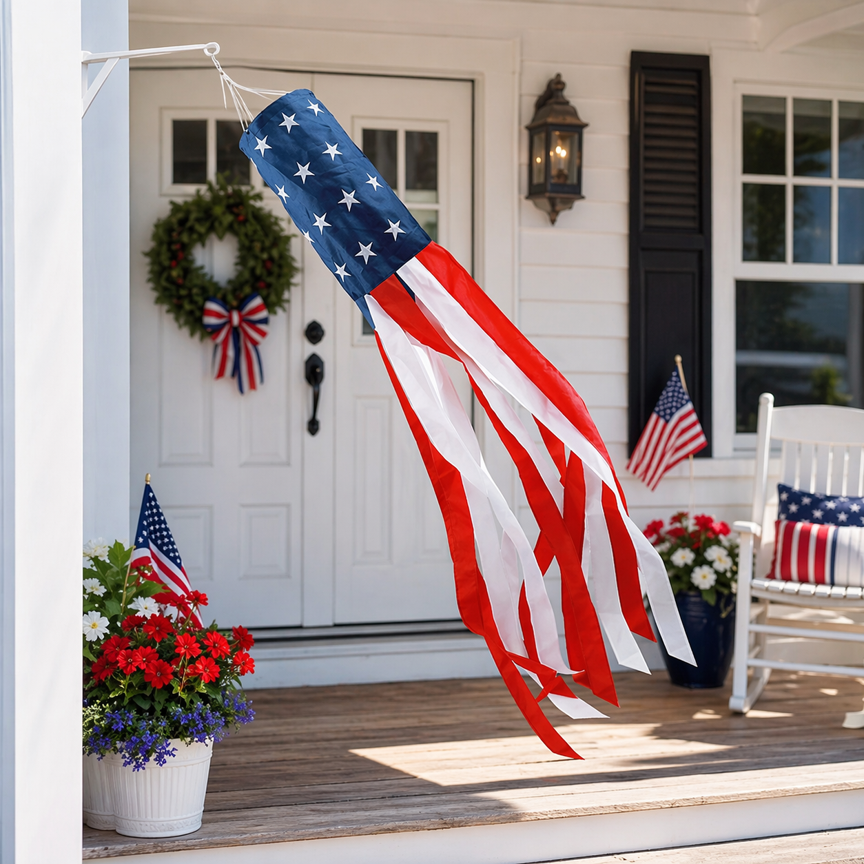 Patriotic LED American Flag Windsock – Weatherproof Garden Hanging Decor