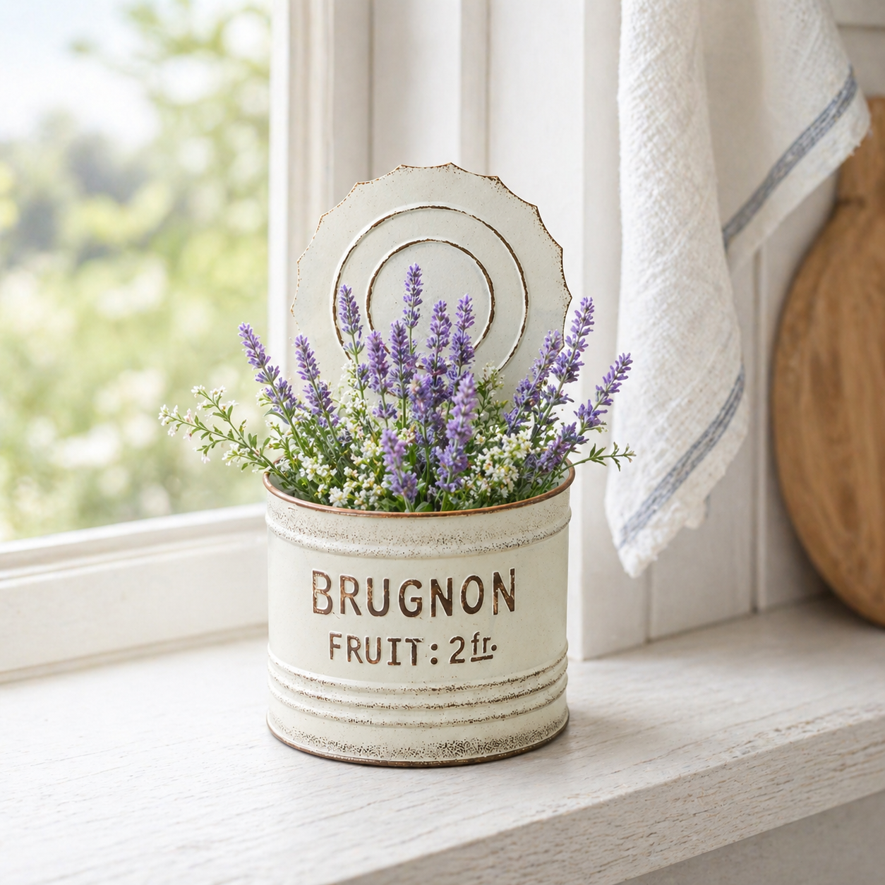 Vintage French Farmhouse Tin Can Planter