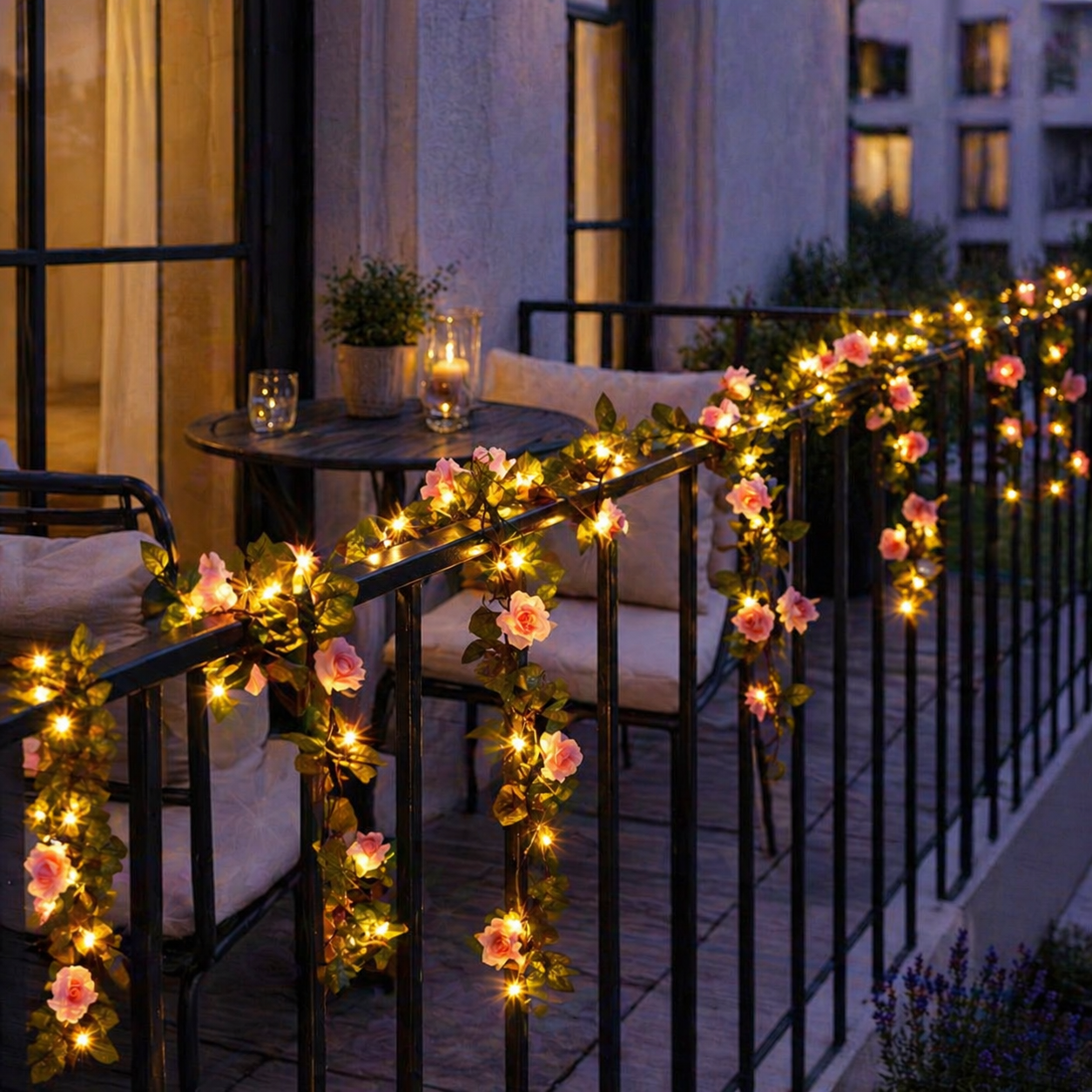 Solar LED Rose Vine Lights for Outdoor Garden Décor