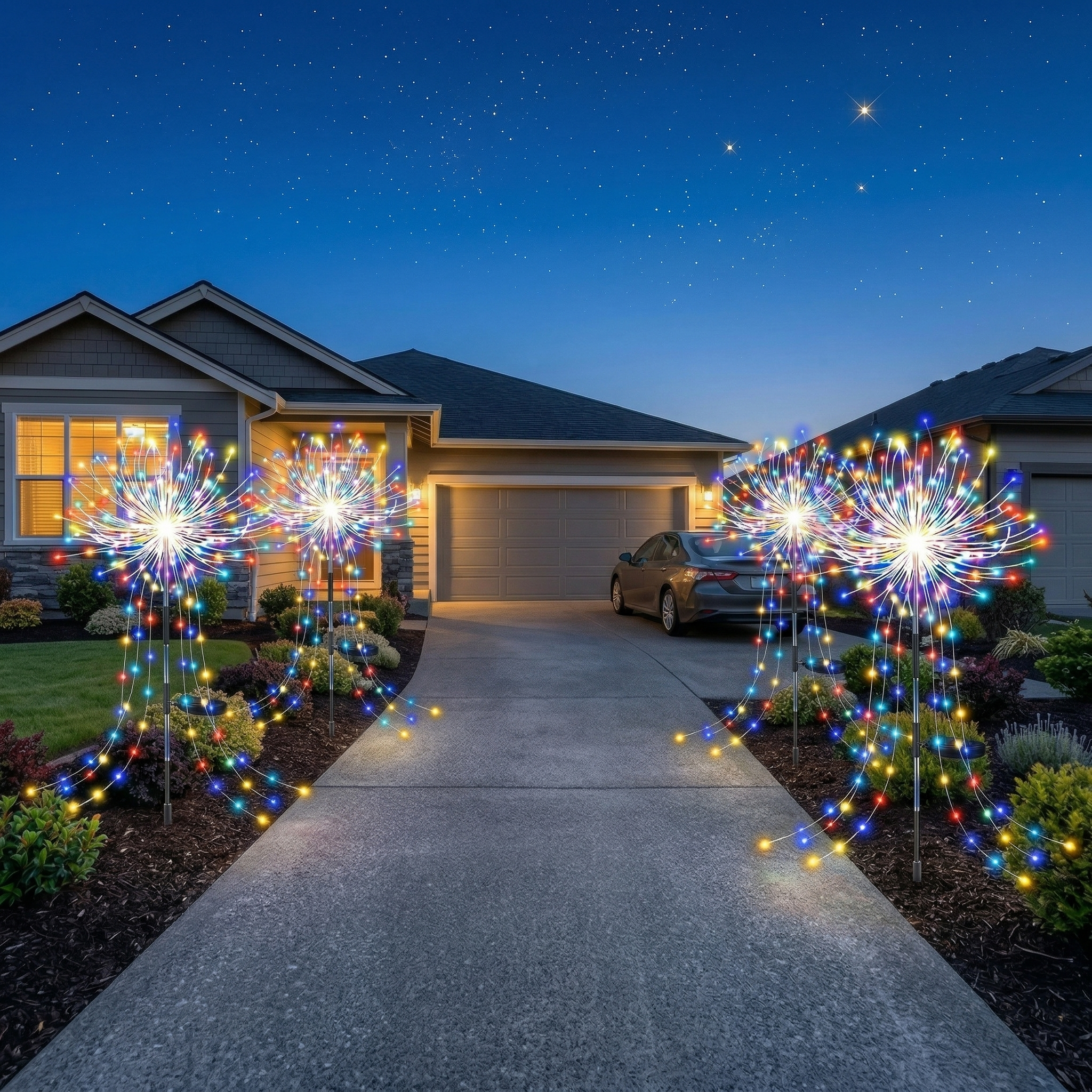 Solar Firework Garden Lights – Colourful LED Outdoor Pathway Lights