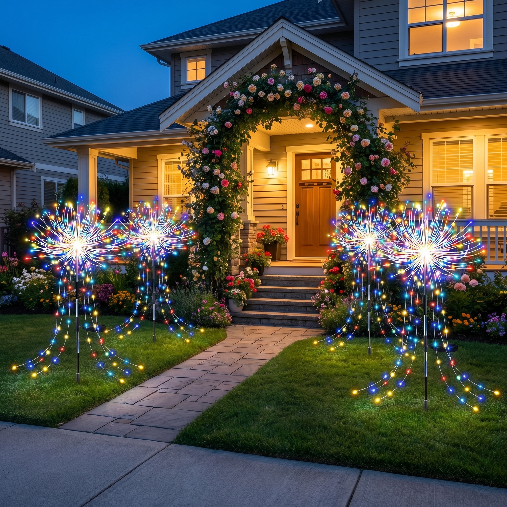 Solar Firework Garden Lights – Colourful LED Outdoor Pathway Lights