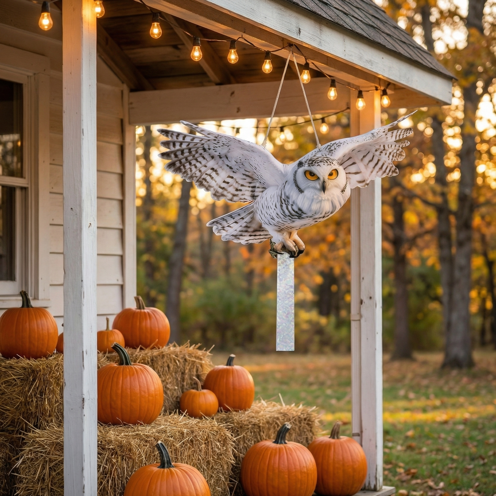 Realistic Flying Owl Garden Ornament – Outdoor Decorative Bird Scare, Hanging Wildlife Decoy