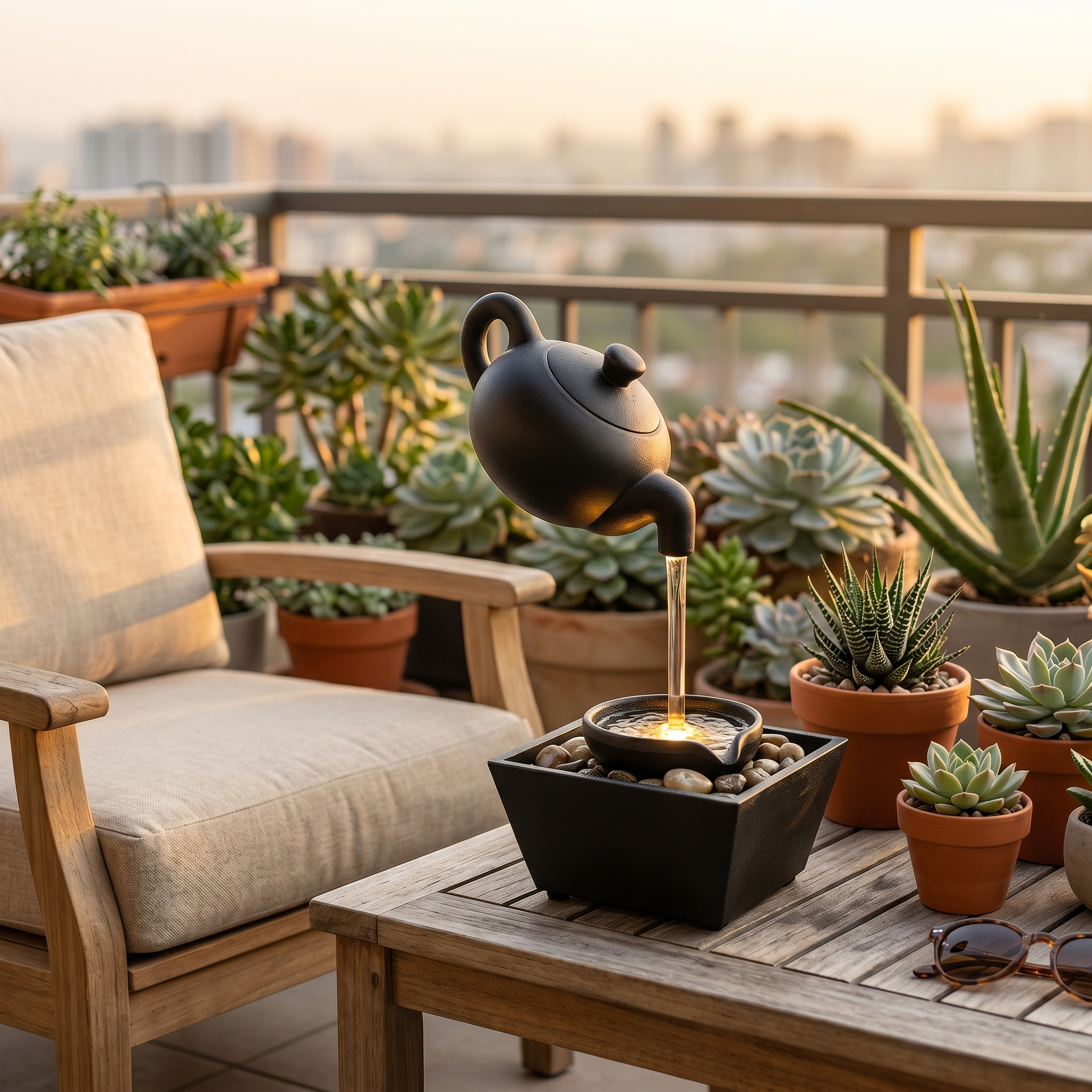 Floating Teapot Resin Tabletop Water Fountain