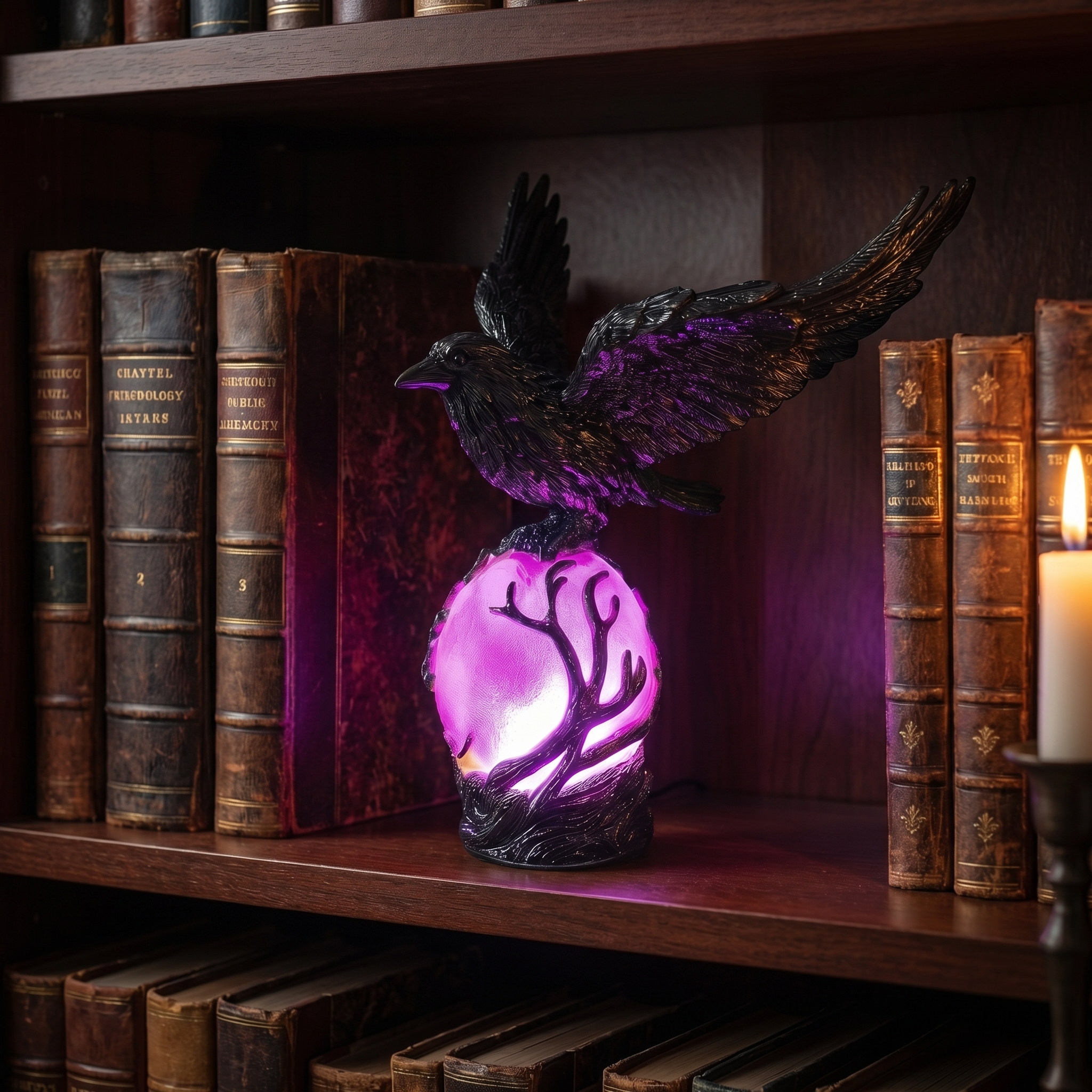 Gothic Raven Ambient Resin Night Light
