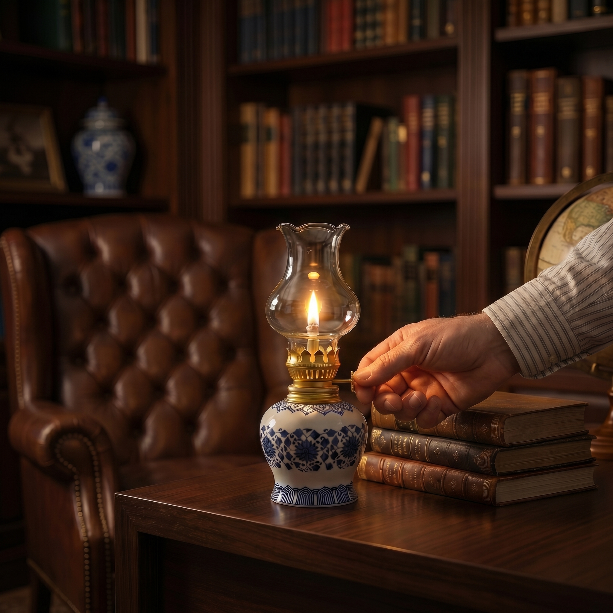 Vintage Ceramic Oil Lamp Ambient Night Light